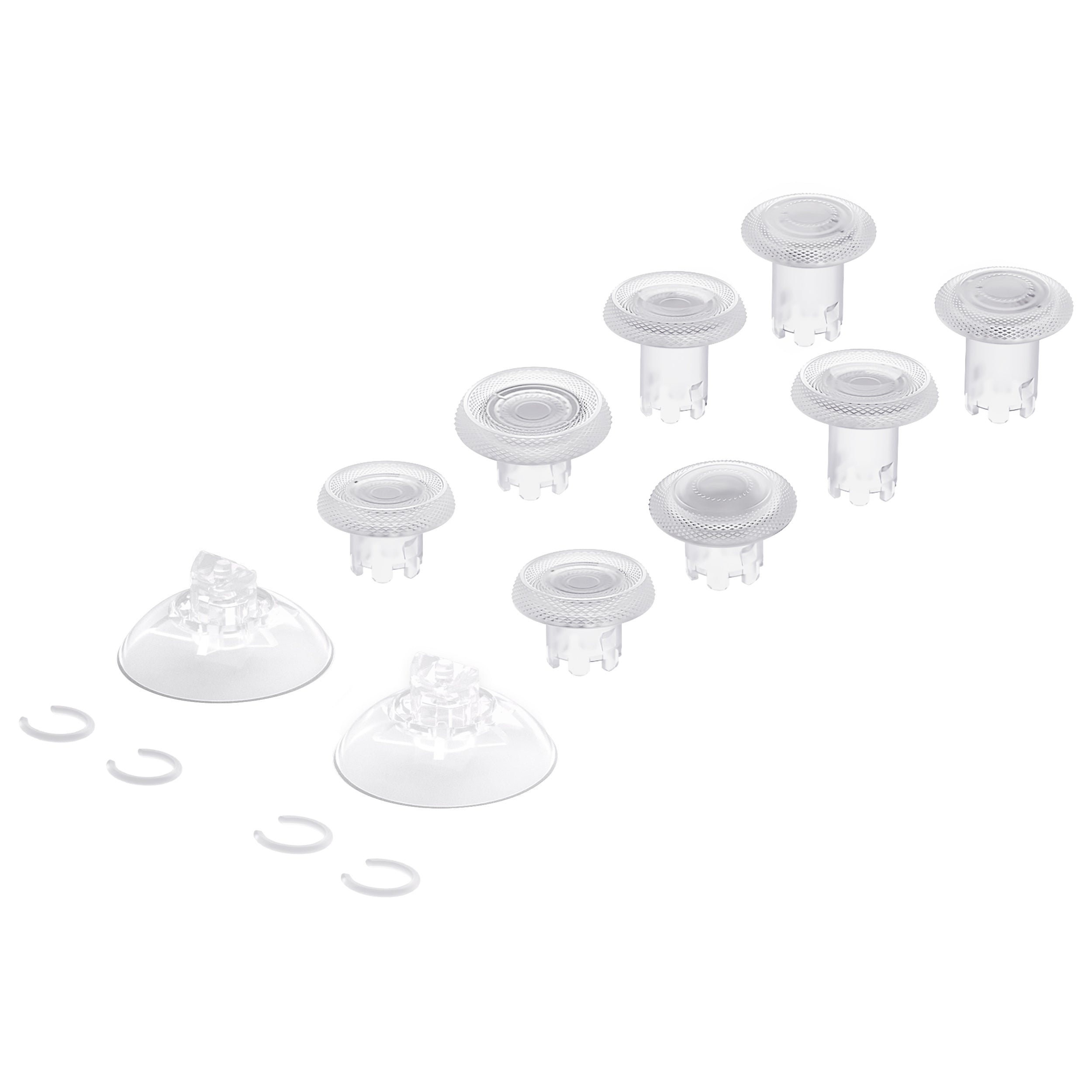 eXtremeRate ThumbsGear V3 Interchangeable Thumbsticks for Xbox Core Controller - 4 Height Adjustable Convex & Concave Grip Joysticks Compatible with Xbox One S/X/Elite & Nintendo Switch Pro Controller (Clear, VRVX3M003) - Perfect for Gaming, FPS, Racing & VR Gaming