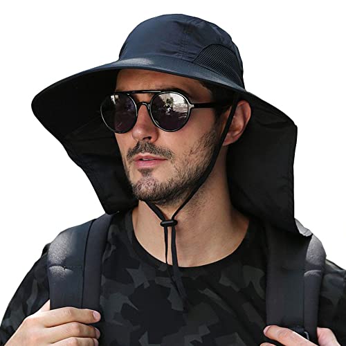 CLAPE UPF 50+ Sun Protection Hats for Men & Women - Wide Brim Fishing Hat with Neck Flap, Quick Dry & Breathable Safari Hiking Cap - Perfect for Outdoor Activities, Beach, Fishing & Travel