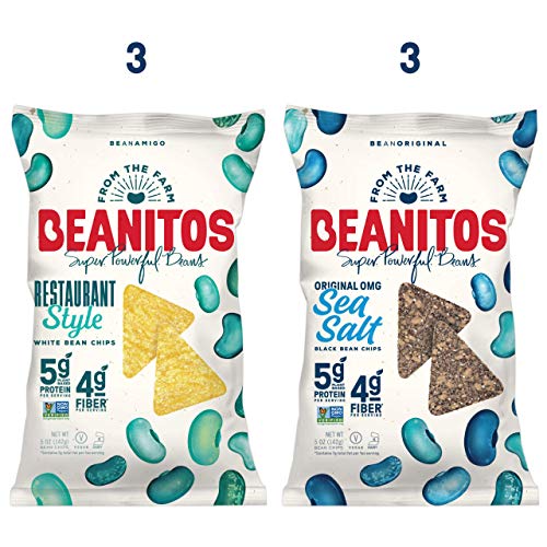 Beanitos Black Bean Chips Variety Pack - 6 Bags (5 oz Each) with Original & Restaurant Style Flavors | Gluten-Free, Vegan Snacks for Parties, Lunchboxes & Healthy On-the-Go Eating