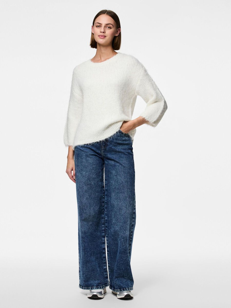 Dalaila Knitted Jumper for Women - Soft Cloud Dancer Sweater - Cozy Winter Pullover for Casual Wear & Office Outfits