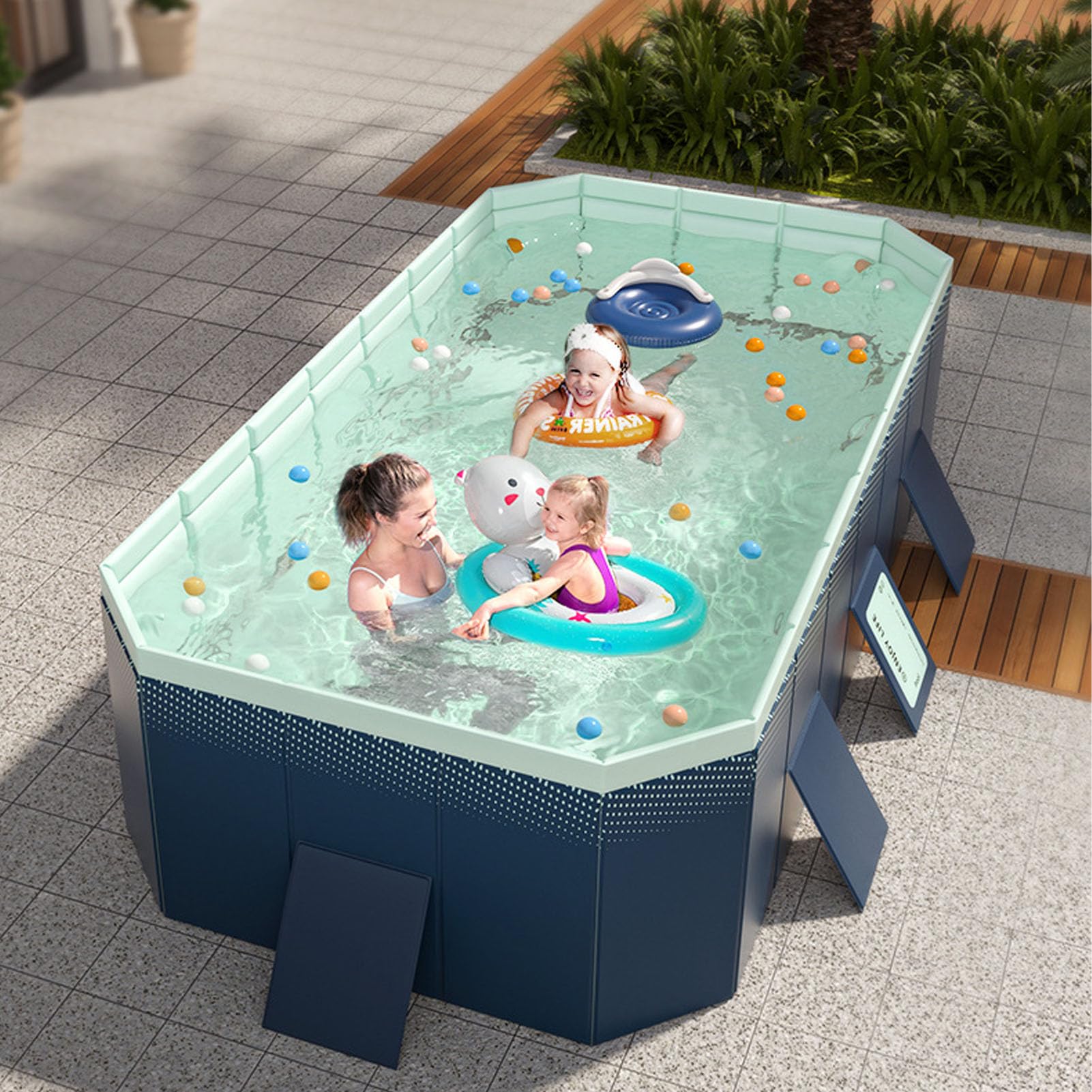 Foldable Backyard Swimming Pool - Portable & Spacious 5.25ft Inflatable Pool for Kids, Small Dogs & Family Use | Durable Thick Material | Perfect for Summer Fun, Backyard Relaxation & Pet Playtime