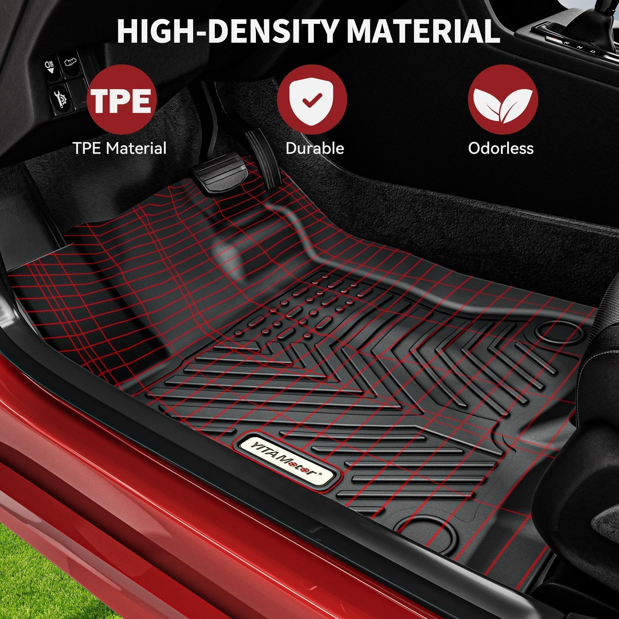 YITAMOTOR Custom Fit All-Weather Floor Mats for Honda Accord 2018-2022 - TPE Durable Car Floor Liners 1st & 2nd Row, Black | Perfect for Rain, Snow & Mud Protection - Ideal for Daily Commute & Road Trips