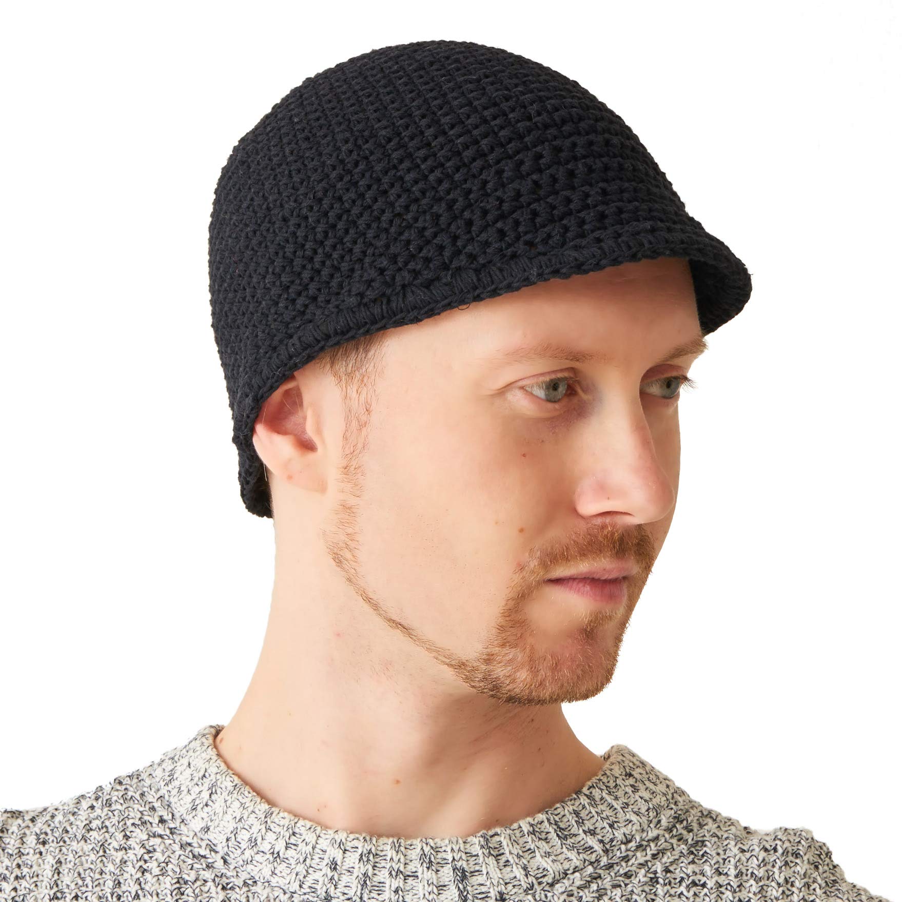 CHARM Men's Kufi Beanie Hat - Cotton Brimmed Skull Cap with Bill | Chemo Hat for Men | Perfect for Winter, Religious Wear & Cancer Patients