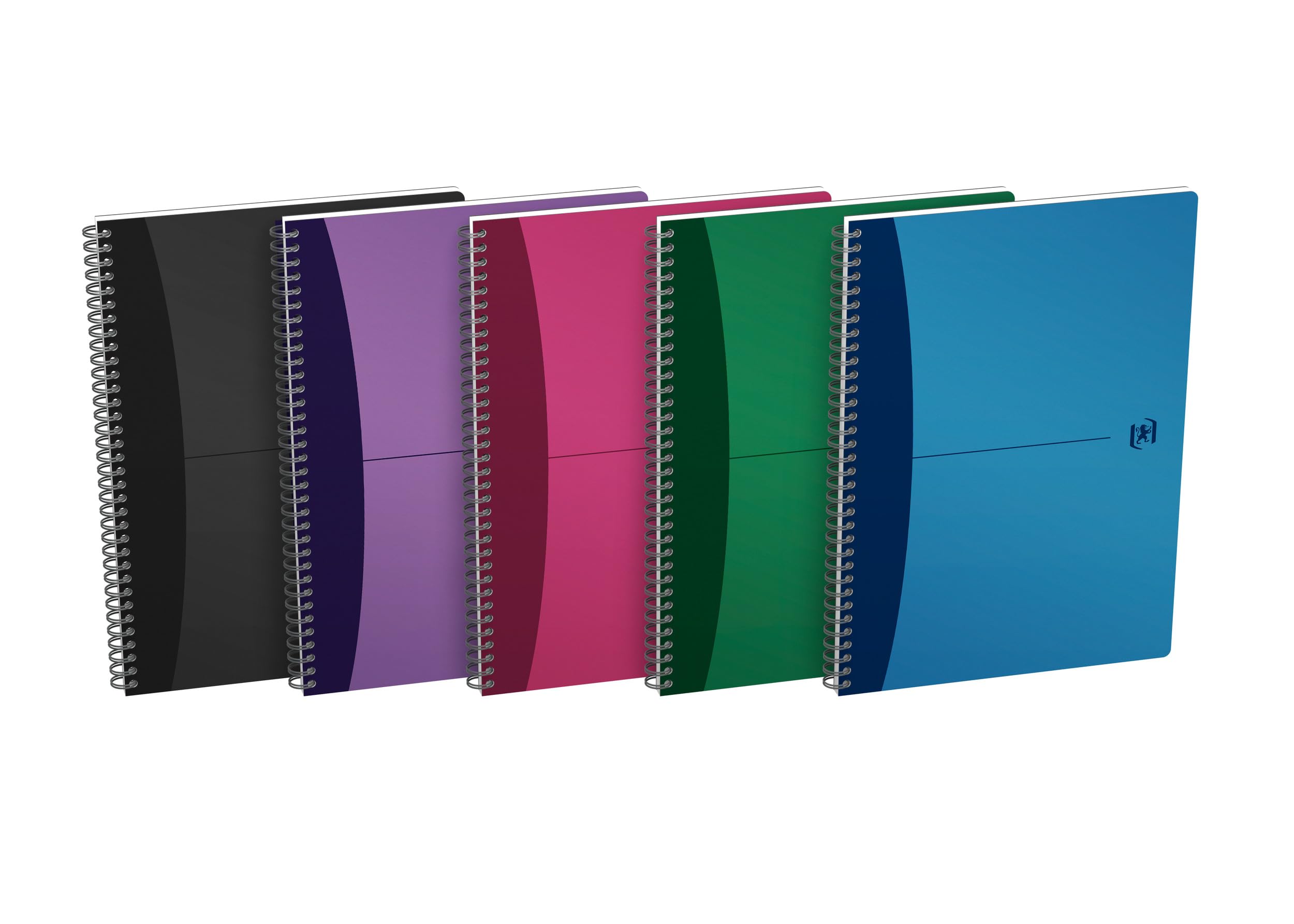 Oxford Office A4 Opaque Poly Cover Wirebound Notebook - Narrow Ruled with Margin, 180 Pages, Repositionable Divider & Ruler, 5-Pack Assorted Colors - Perfect for School, Office, and Business Note-Taking