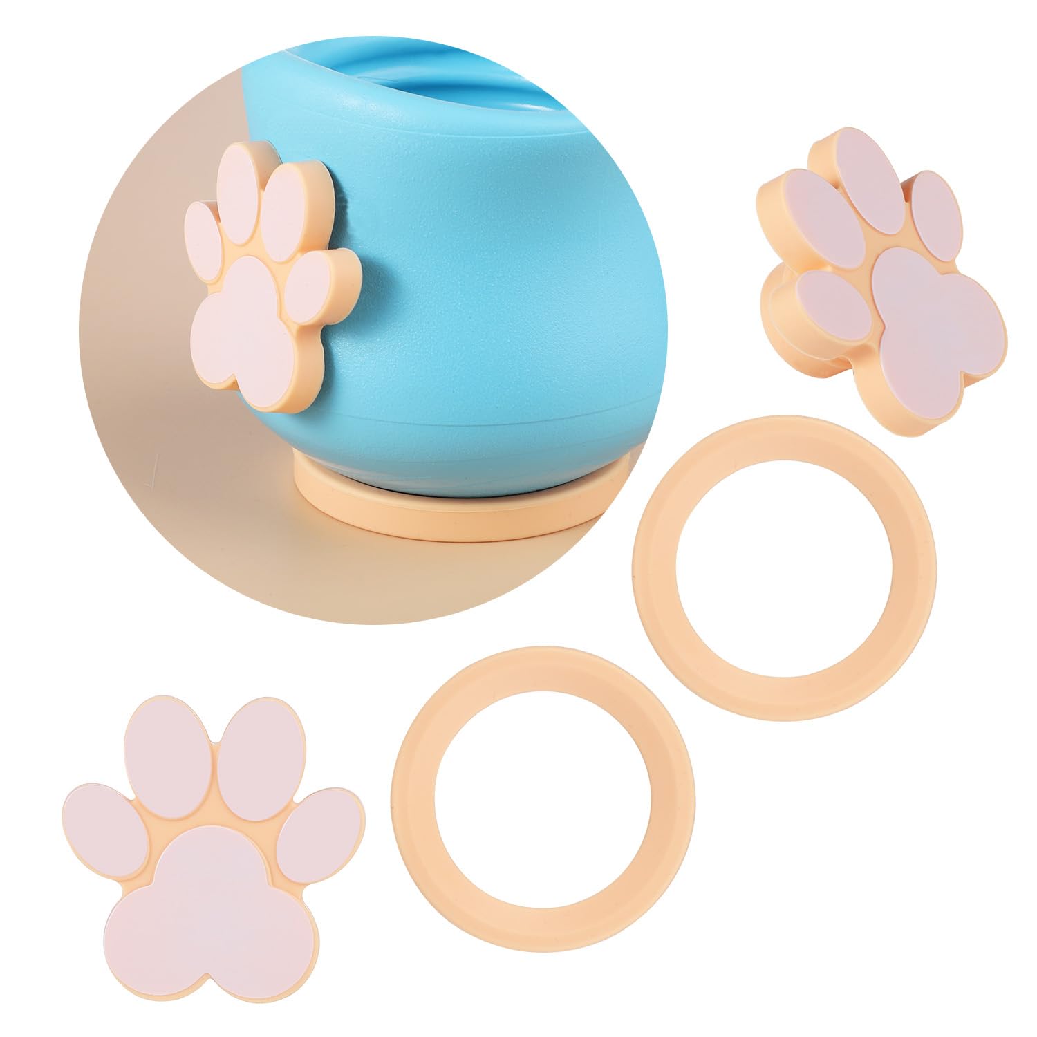 Durable Silicone Plug and Stand Set for Dog Treat Toys - 2 Paw Stoppers & 2 Round Stands - Non-Slip Dog Toy Holder Accessories for Kong, Lick Mats & Puzzle Feeders - Perfect for Training, Enrichment & Slow Feeding