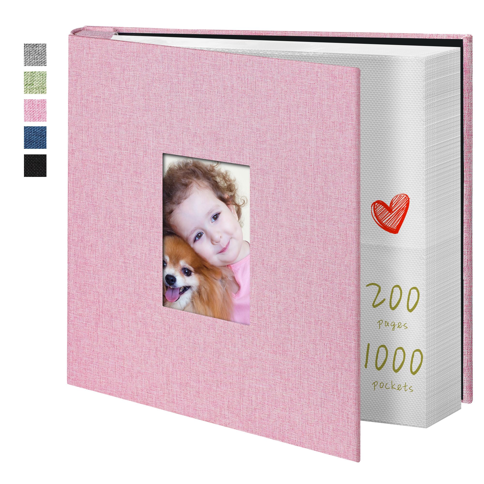 Large Capacity 4x6 Photo Album with Linen Cover - 1000 Pockets for Family, Wedding & Baby Pictures | Holds Vertical Photos | Pink Photo Book for Home Decor, Gift Giving & Memory Preservation