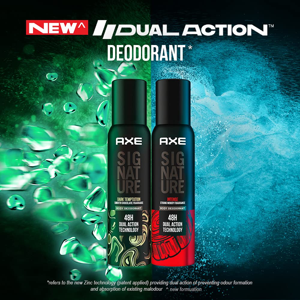 AXE Signature Intense & Dark Temptation Men's Body Spray Cologne - 5.2 Oz (Pack of 2) - Long Lasting Fragrance for Men - Perfect for Gym, Work & Night Out