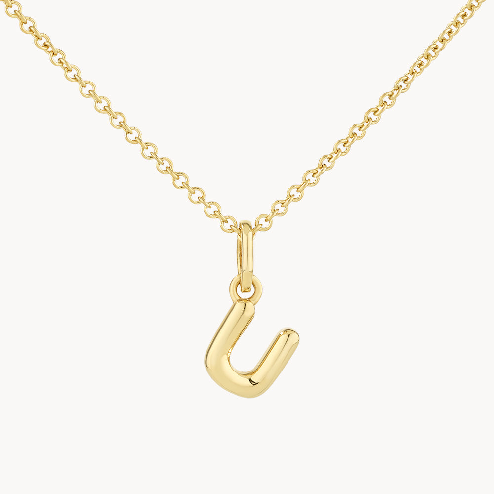 Gold Bubble Letter Necklace - Personalized Initial Pendant for Women - Perfect for Gifts, Birthdays & Everyday Wear