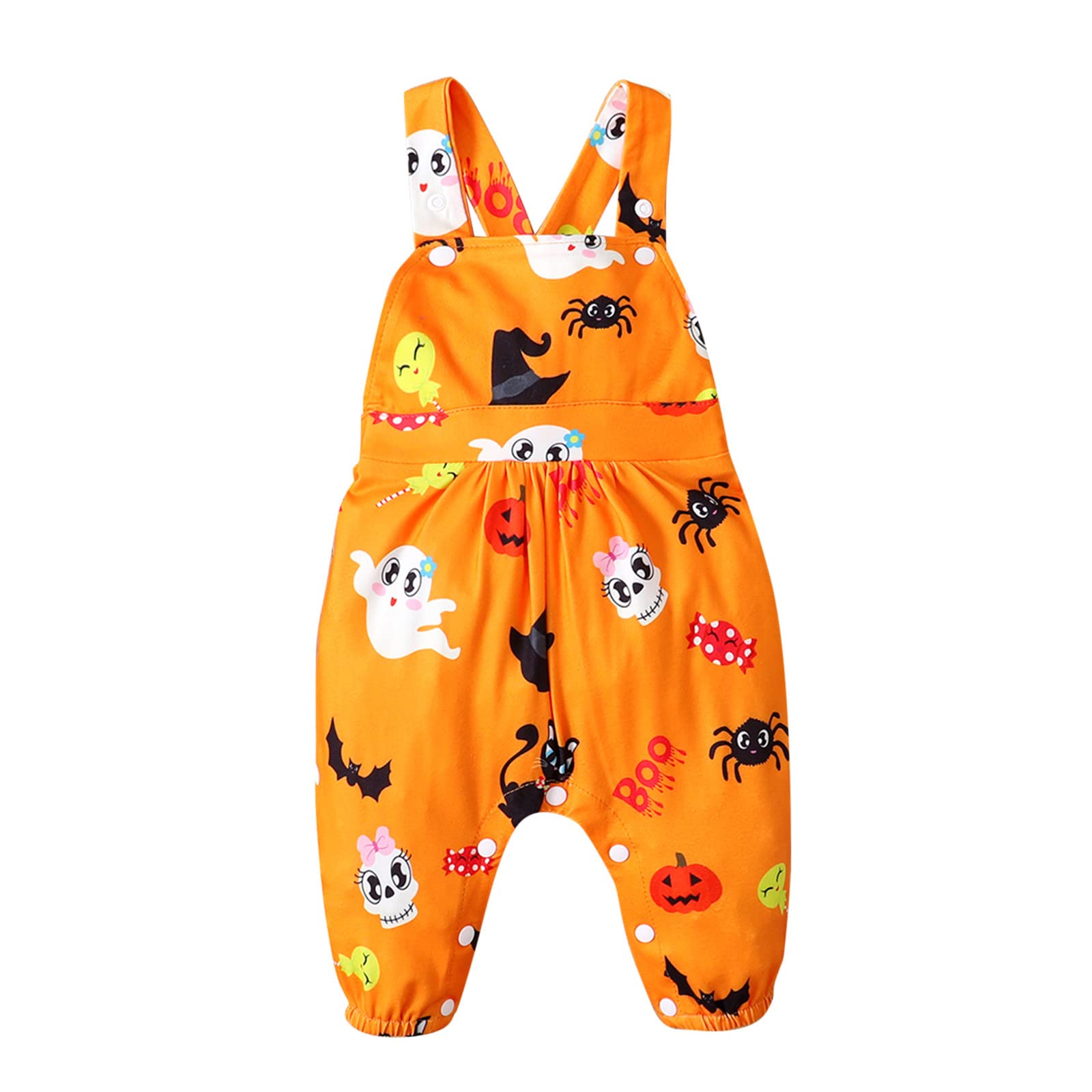 **Adorable Infant Boys & Girls Halloween Sleeveless Romper - Cute Cartoon Print Jumpsuit Dresses for Baby - Perfect for Halloween Parties, Costume Events & Photo Shoots**