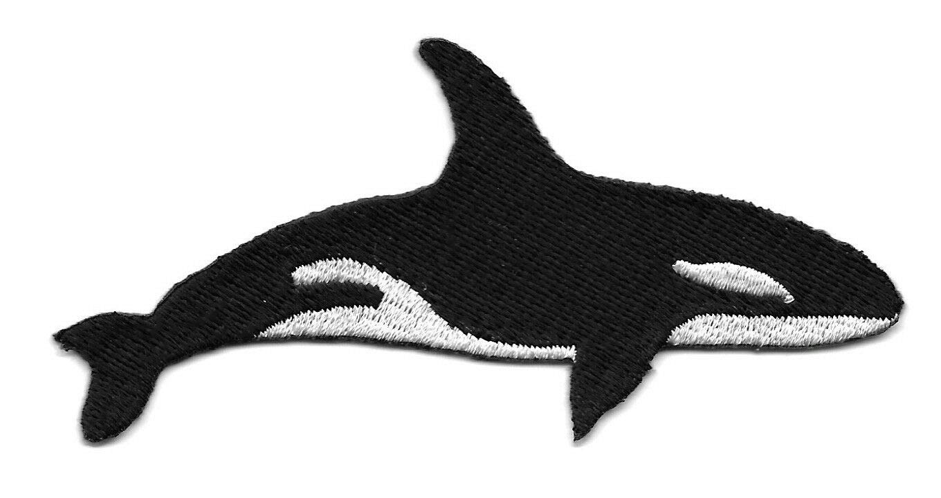Orca Whale Embroidered Iron On Patch - 4''W - Right Side - Perfect for Jackets, Backpacks & DIY Crafts