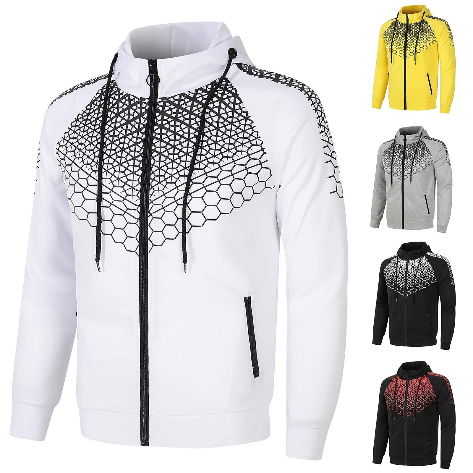 Men's Athletic Hoodies with Zipper - Breathable Sports Sweatshirt for Running & Gym | Velvet Raglan Sleeves | Multi-Print Design | Perfect for Workouts, Jogging & Casual Wear