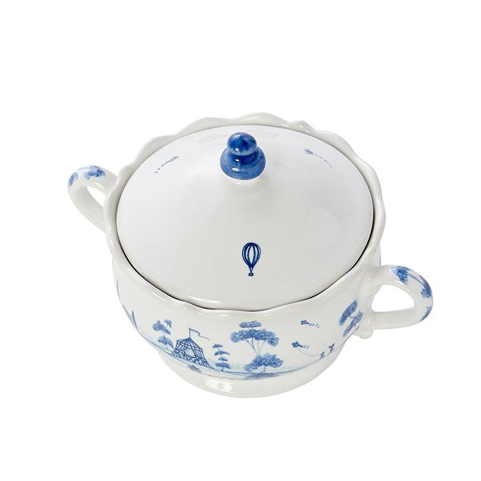 Delft Blue Ceramic Sugar Bowl with Lid - Elegant Dutch Country Estate Design - Perfect for Tea Time, Coffee Service, and Home Decor
