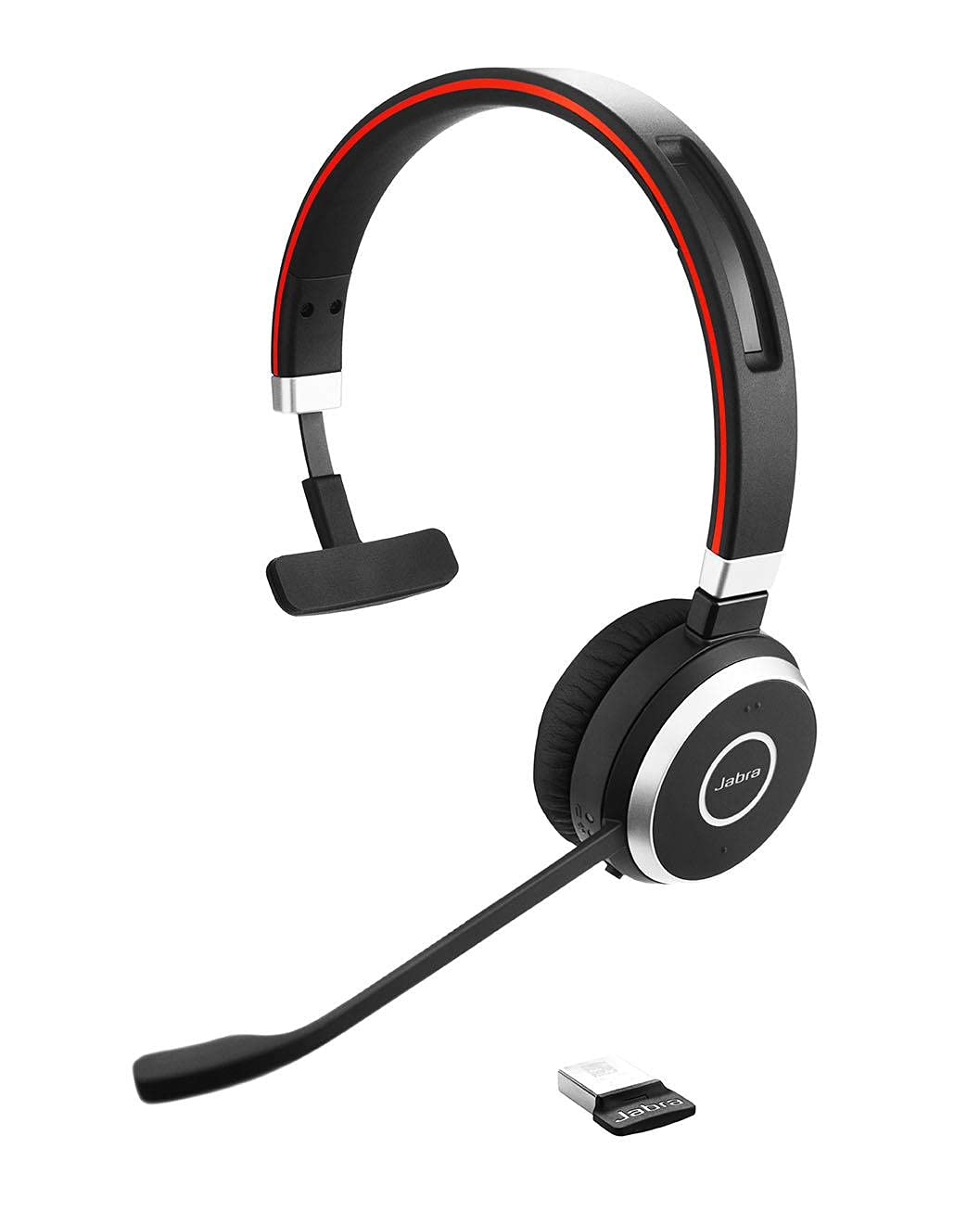 Jabra Evolve 65 UC Wireless Mono Headset with Link 370 USB Adapter - Bluetooth Headphone with Noise Cancellation & All-Day Battery for Office, Call Center & Remote Work