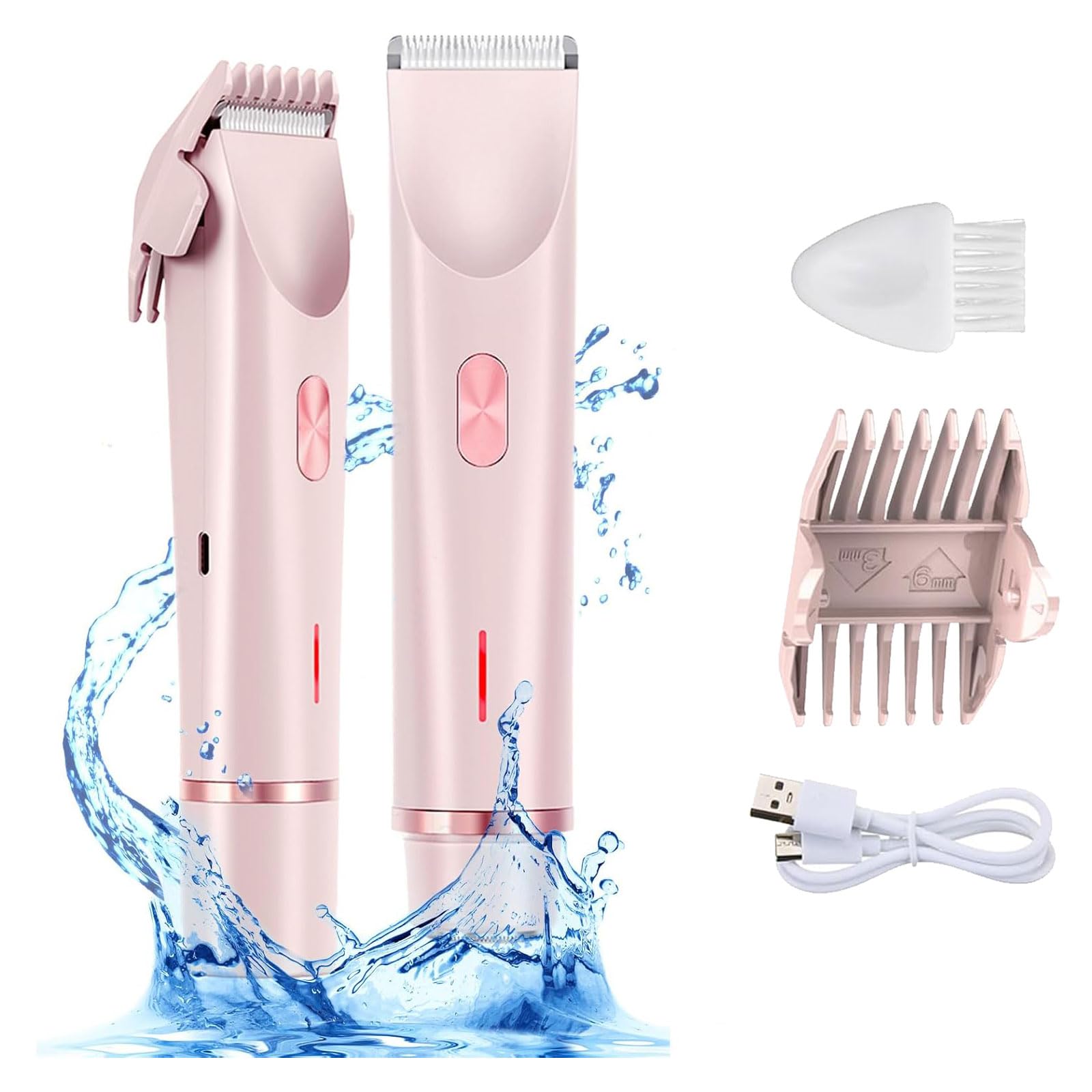 3-in-1 Electric Lady Shaver & Bikini Trimmer for Women - Dual Head Rechargeable Hair Removal Razor with LED Light (Pink) | Smooth Legs, Underarms & Bikini Line | Perfect for Travel, Gym & Everyday Use