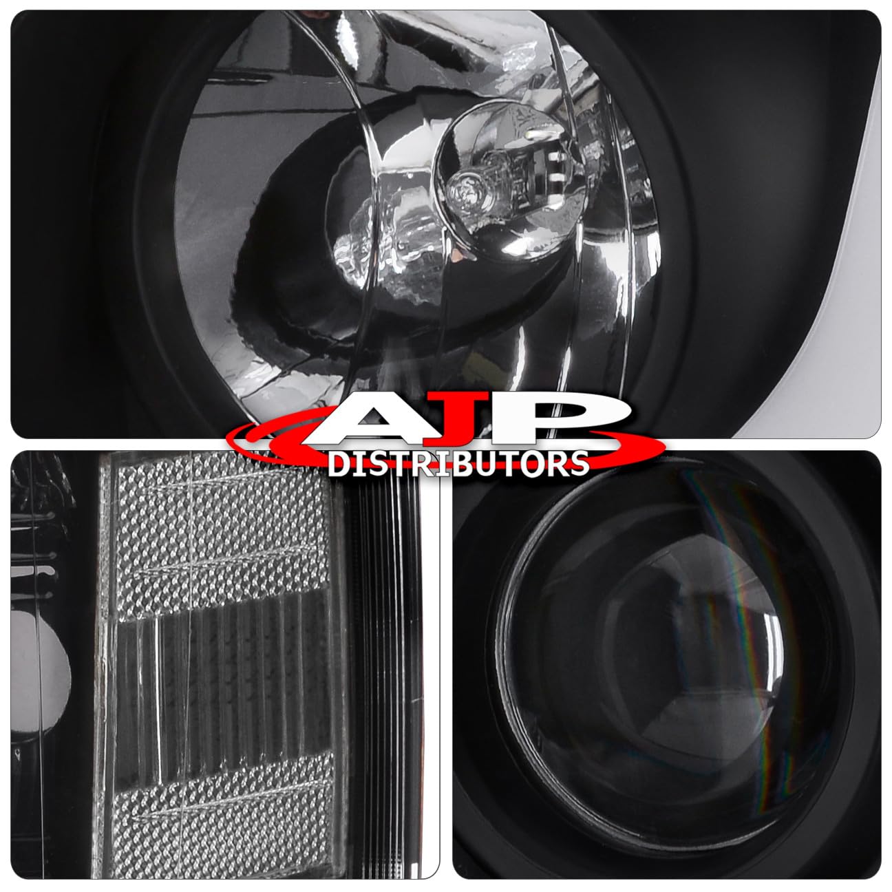 AJP Distributors LED DRL Black Housing Clear Side Reflector Headlights & Red LED Tube Brake Tail Lights Compatible with Chevy Silverado 2007-2013 | Upgrade for Night Driving & Enhanced Visibility