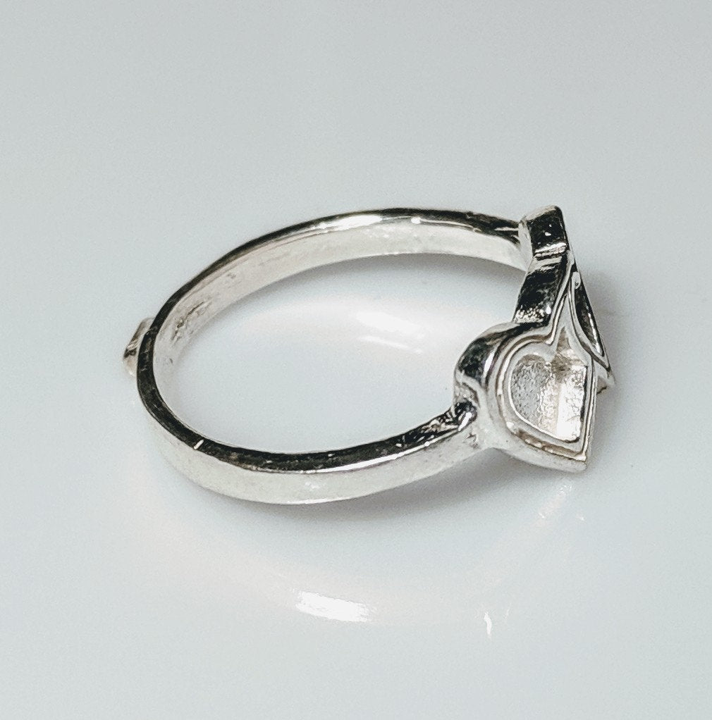 Sterling Silver Inlay Double Heart Blank Ring Setting - Rough Cast DIY Jewelry Making - Size 4-7 (563-139) - Perfect for Silversmiths, Engraving Projects & Handmade Jewelry Creation - Ideal for Wedding Bands, Promise Rings & Custom Jewelry Designs