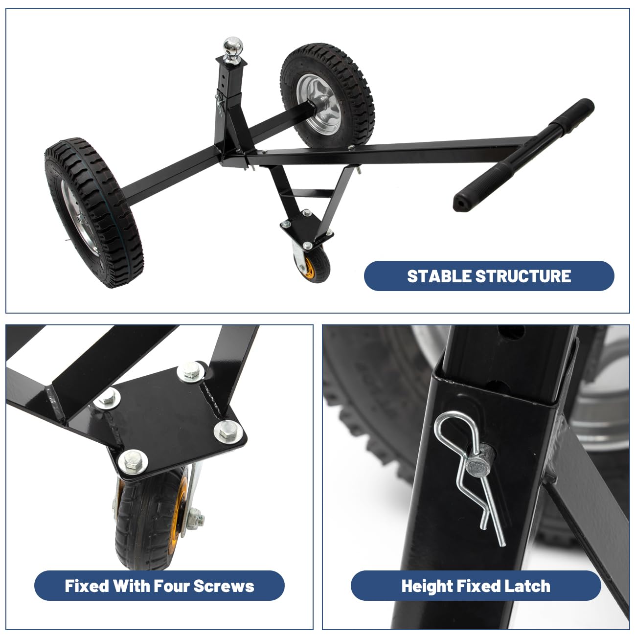 Heavy Duty Adjustable Trailer Dolly - 1100 lbs Capacity, Carbon Steel Construction with 15.9