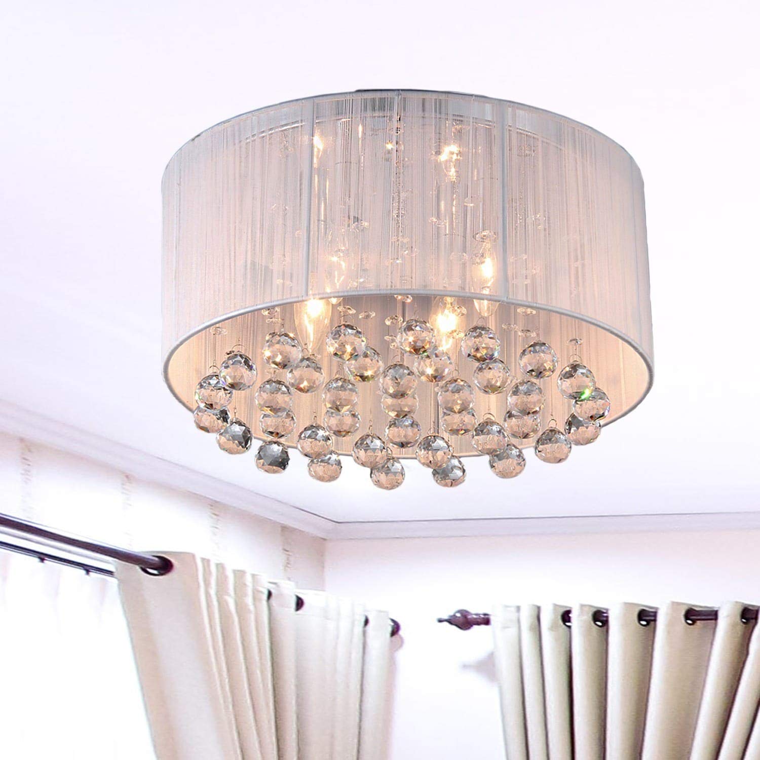 Modern White Chandelier - Contemporary & Traditional Iron Ceiling Light Fixture for Dining Room, Bedroom, or Living Room Decor