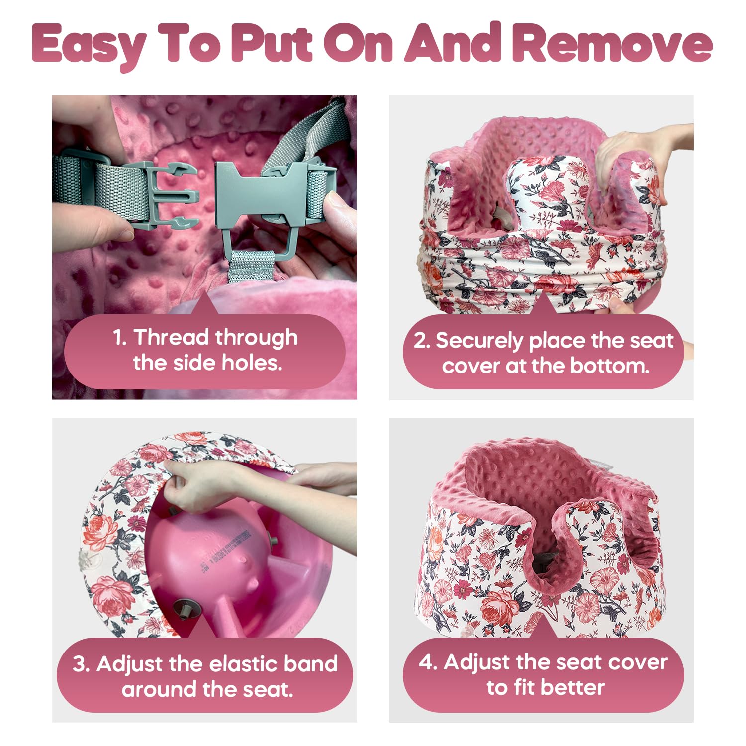 Breathable Baby Bumbo Seat Cover & Activity Tray Set - Easy Install/Remove, Compatible with Bumbo Floor Seat (Flower Design) - Perfect for Feeding, Playtime & Learning Activities