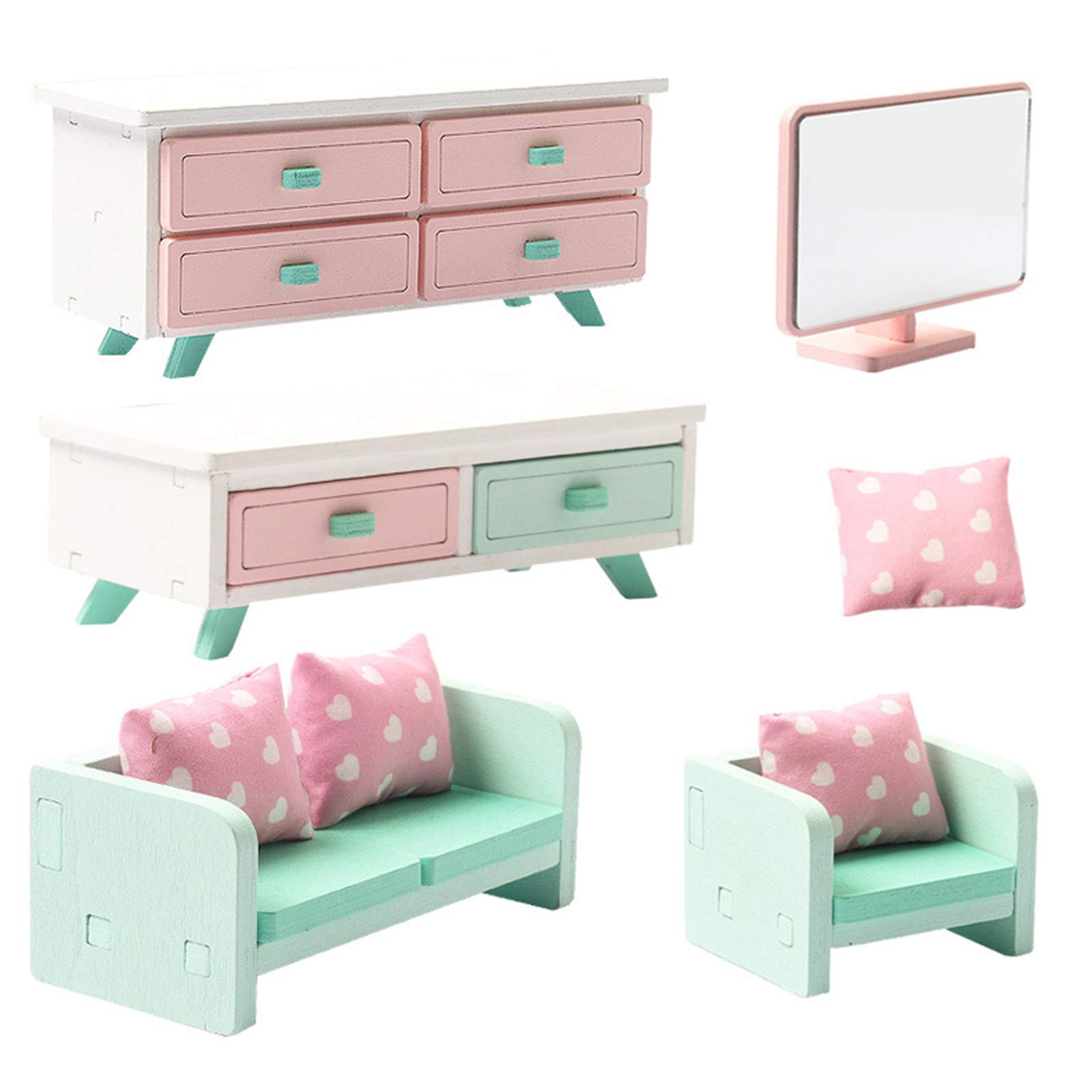 Adonpshy Wooden Dollhouse Furniture Set - Miniature Smooth Surface Wooden Doll House Accessories for Decoration, Simulation Scenery & Photo Props - Perfect for DIY Projects, Kids Play & Home Decor