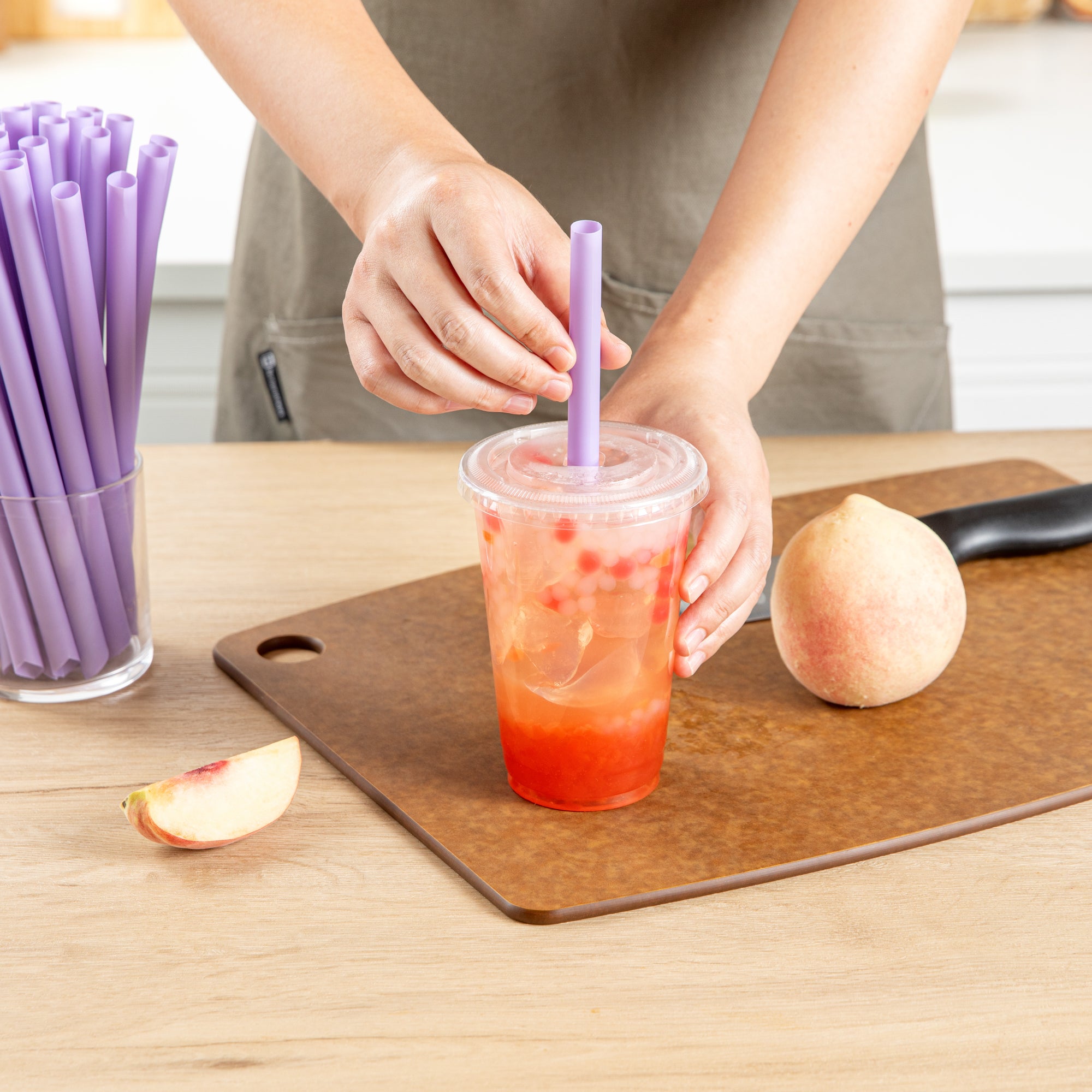 Eco-Friendly Extra Wide Purple PLA Boba Straws - 9