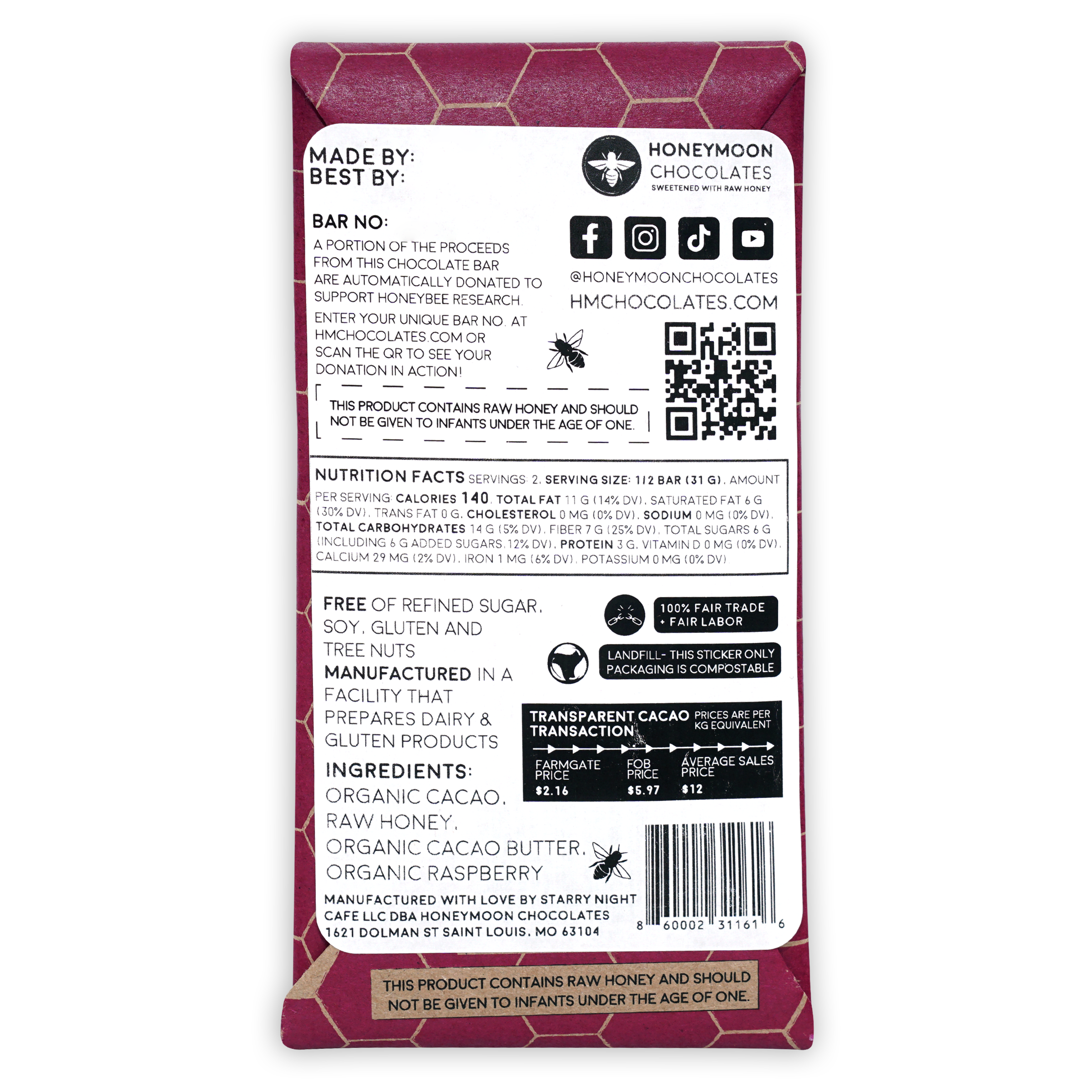Premium 70% Dark Raspberry Chocolate Bar - Gourmet Honeymoon Treat for Romantic Getaways, Valentine's Gifts & Dessert Pairing