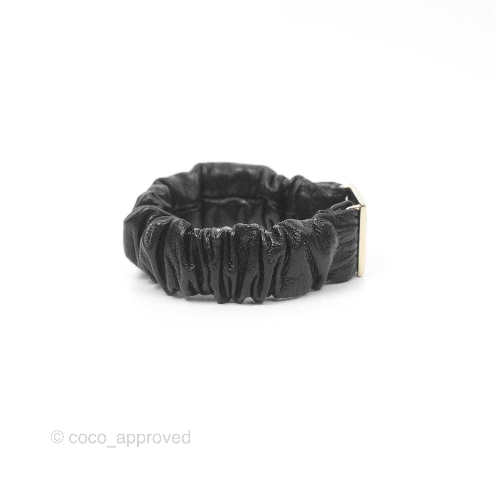 Chanel CC Logo Black Leather Hair Clip with Gold Tone Hardware - Elegant Hair Accessory for Women, Perfect for Parties, Weddings & Everyday Wear