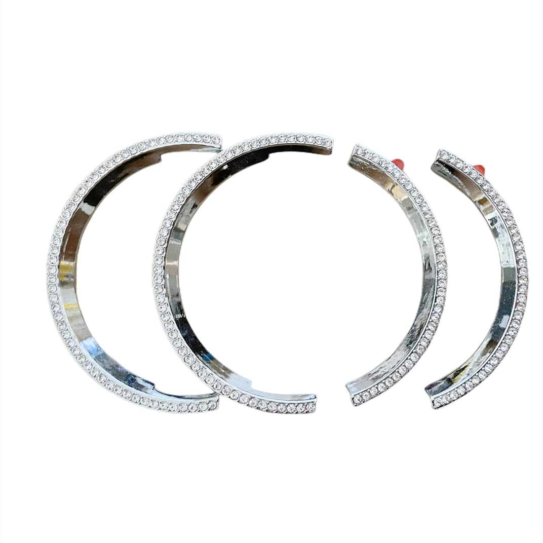 Mini Cooper Interior Accessories - Silver Inside Handle Rings (4pcs) | Stylish Car Bling for Women | Perfect for Customizing & Protecting Your Mini Cooper's Interior