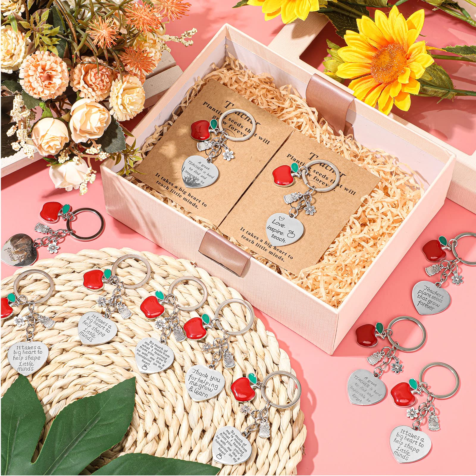 Henoyso 24 Pcs Teacher Keychain Set - Thoughtful Thank You Gifts for Women Educators, Teacher Appreciation & Graduation Gifts from Students - Perfect for End of Year, Retirement, Christmas & Teacher Recognition Events