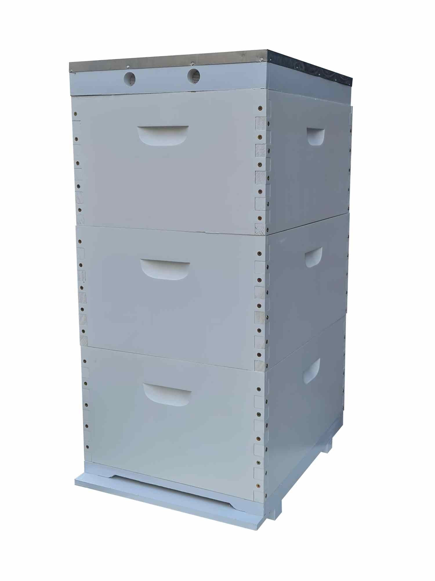 Three Levels OZ ARMOUR Assembled & Painted Beehive - Premium Wooden Bee Hive for Beekeeping, Honey Production & Backyard Farming (Perfect for Beginners & Professional Beekeepers)