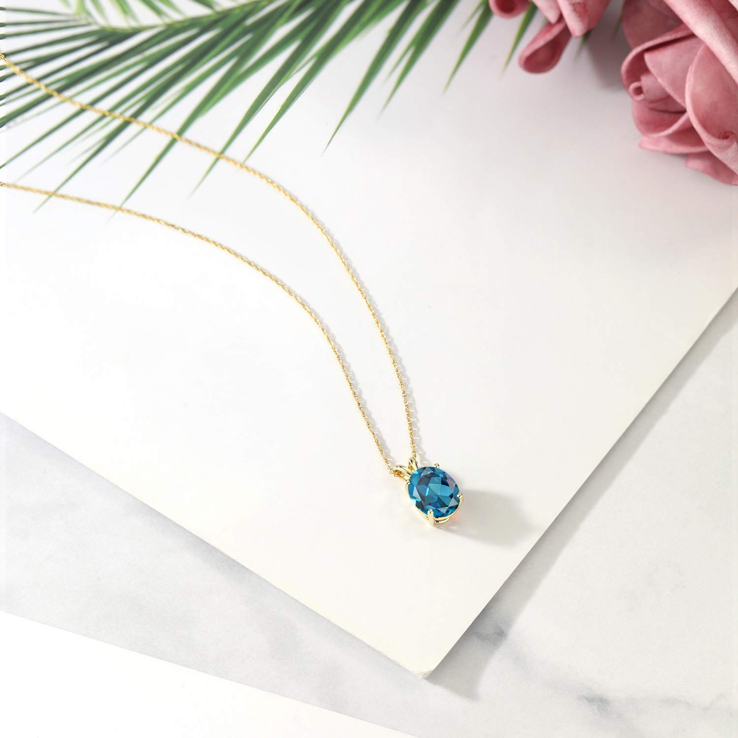 14K Yellow Gold 10X8MM Oval Birthstone Pendant Necklace for Women - 18 Inch Chain | Fine Jewelry Gift for Mom, Wife, Her | Perfect for Birthdays, Anniversaries & Special Occasions