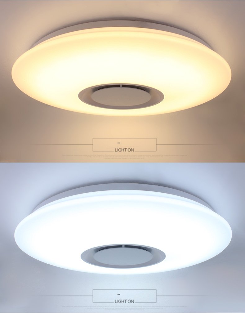 HOREVO 15-inch Smart Ceiling Light with Bluetooth Speaker, Alexa & Google Home Compatible - Modern LED Room Lighting for Bedroom, Living Room, Kitchen | Perfect for Home Entertainment & Ambient Lighting