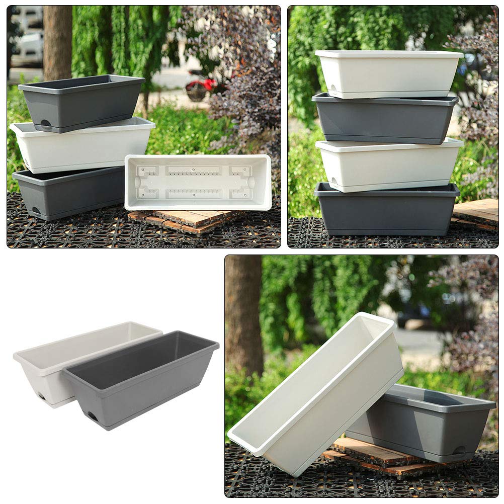 Housoutil 2-Pack Plastic Garden Plant Pots for Vegetables, Flowers, and Nursery Plants - Durable Planting Troughs for Balcony, Indoor, and Outdoor Gardening - Perfect for Herbs, Succulents, and Home Decor