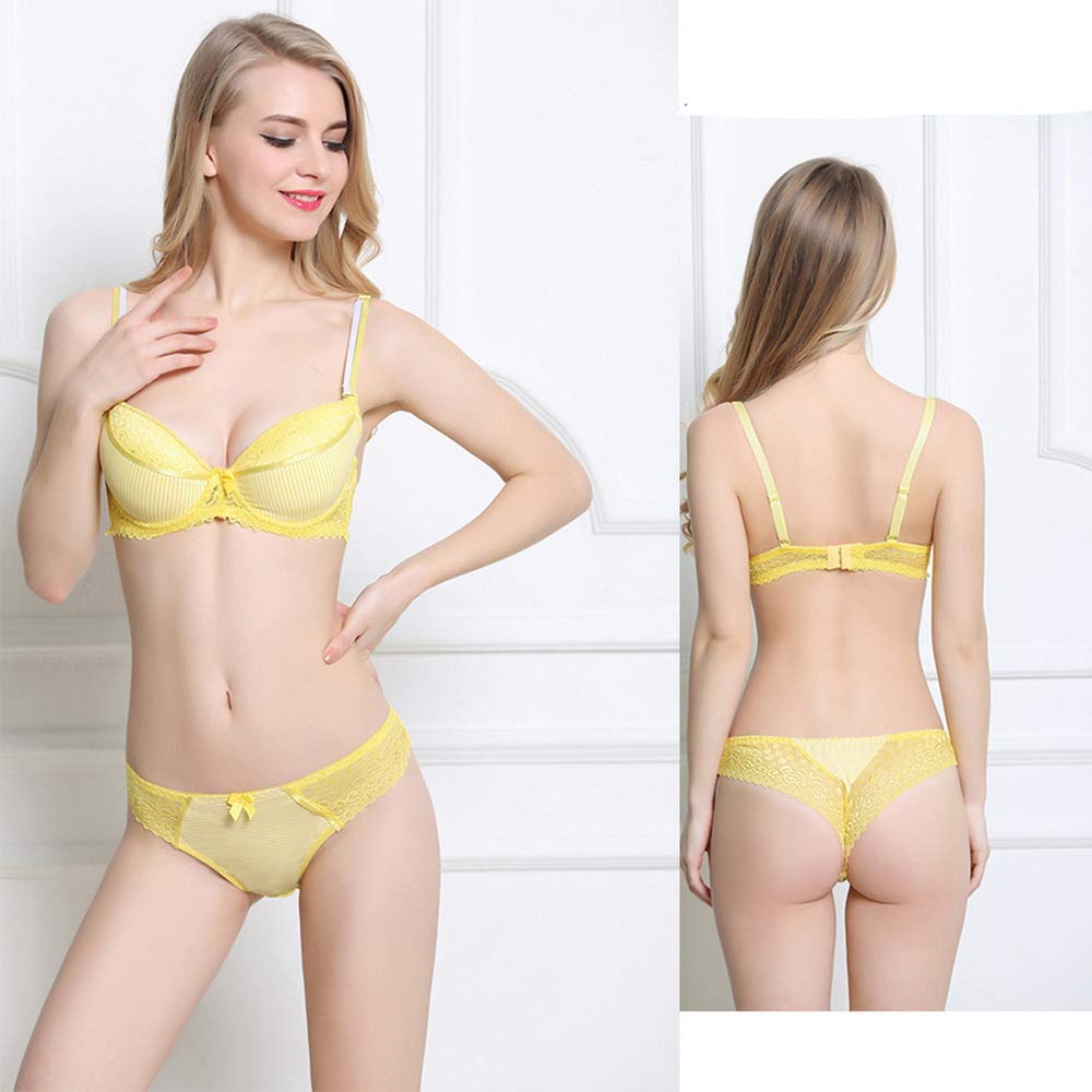 Swbreety Women's Lace Bra and Panty Set - Striped Lingerie with Bowknot & Underwire - Sexy Comfort for Everyday Wear, Date Night, and Special Occasions