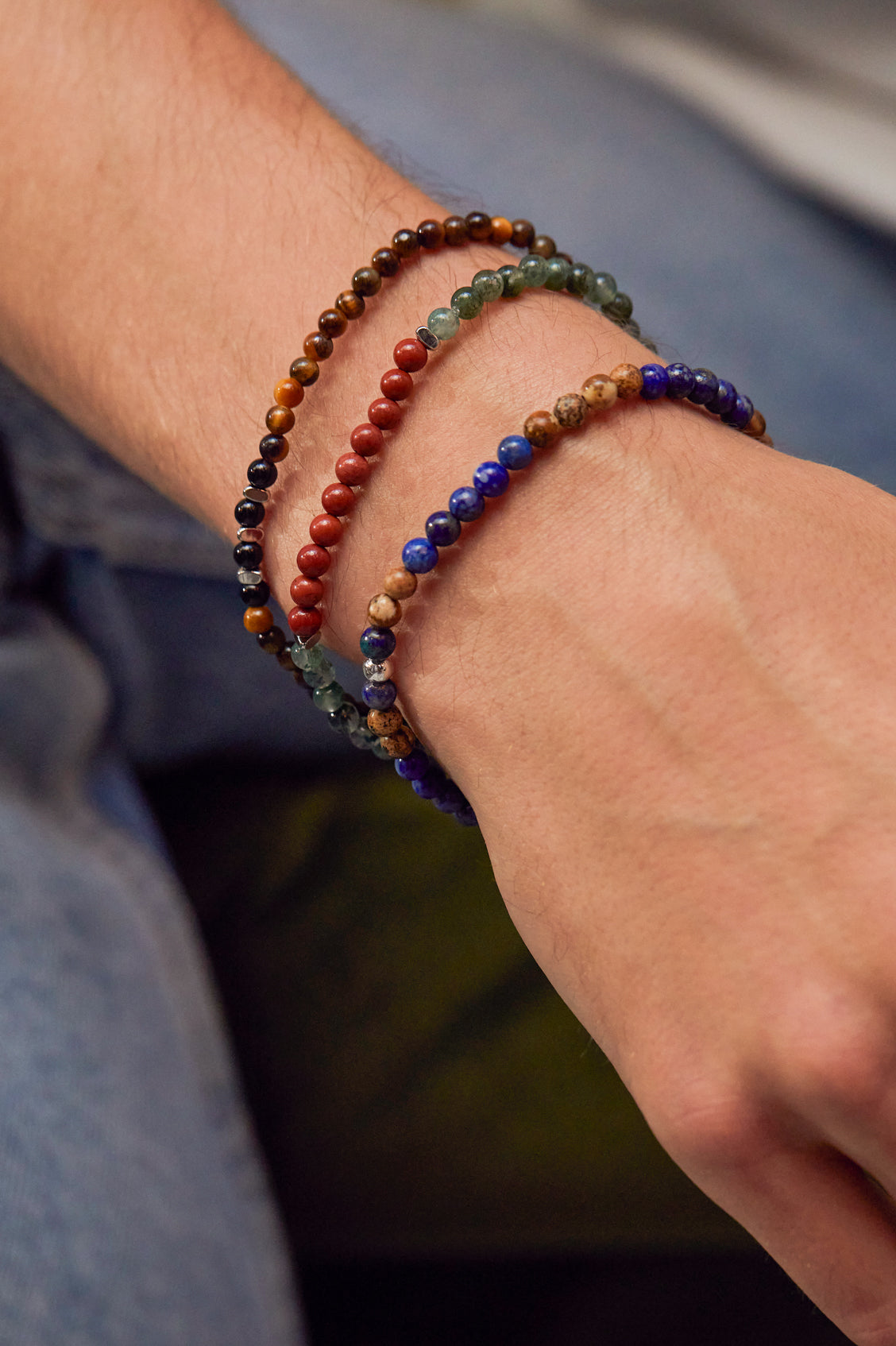 Men's Gemstone Beaded Bracelet - Natural Stone Beaded Bracelets for Men - Handmade Adjustable Healing Crystal Bracelet - Perfect for Yoga, Meditation & Spiritual Gifts