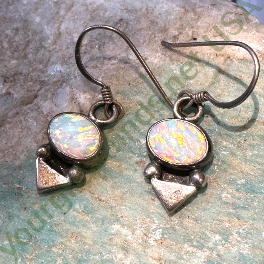 Sterling Silver White Opal Stud Earrings for Women - Dainty Hypoallergenic Pierced Ear Jewelry - Perfect for Weddings, Parties & Everyday Wear