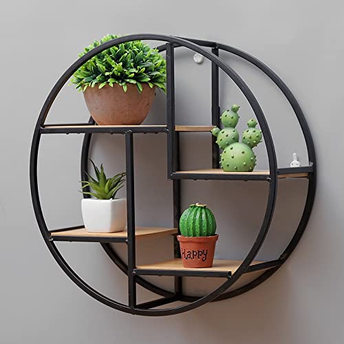 Nordic Style Metal Round Wall Shelf - Decorative Hanging Storage for Home, Office, Kitchen | Perfect for Plants, Books, Decor & Small Items | Wall Mounted Display Rack for Living Room, Bedroom, Bathroom