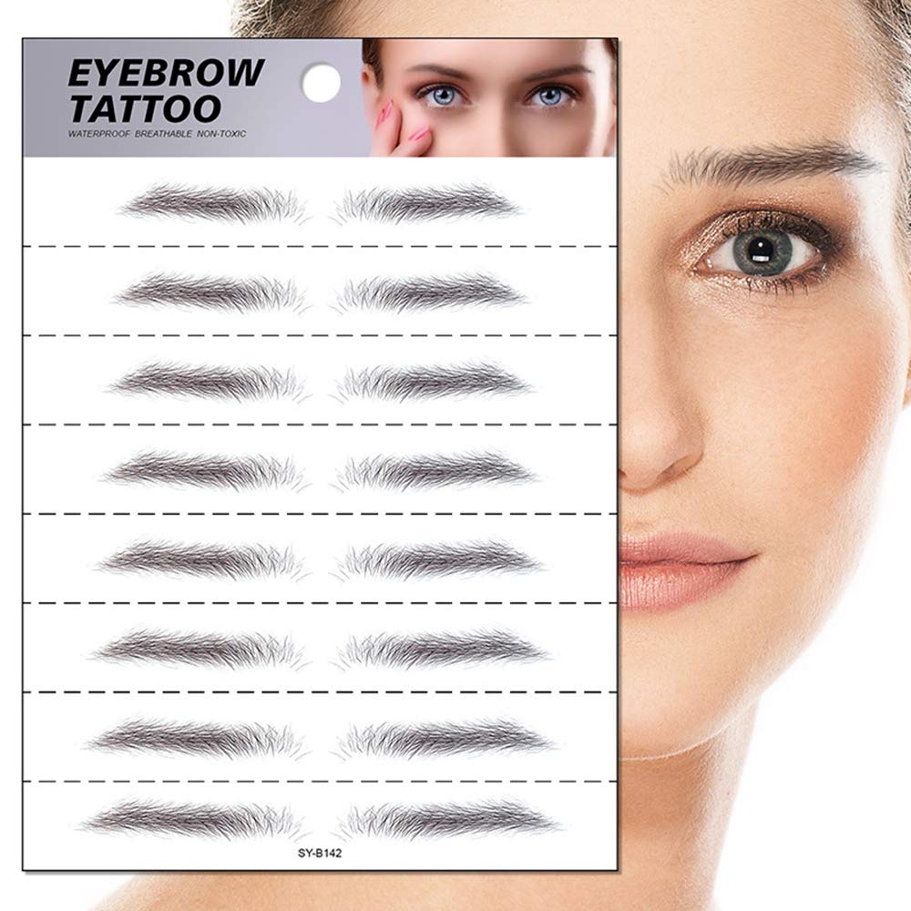 8 Pairs S.A.V.I 6D Natural Look Eyebrow Stickers - Waterproof, Long Lasting Up to 7 Days, Temporary Tattoo (1 Sheet) for Everyday Makeup, Parties & Special Occasions