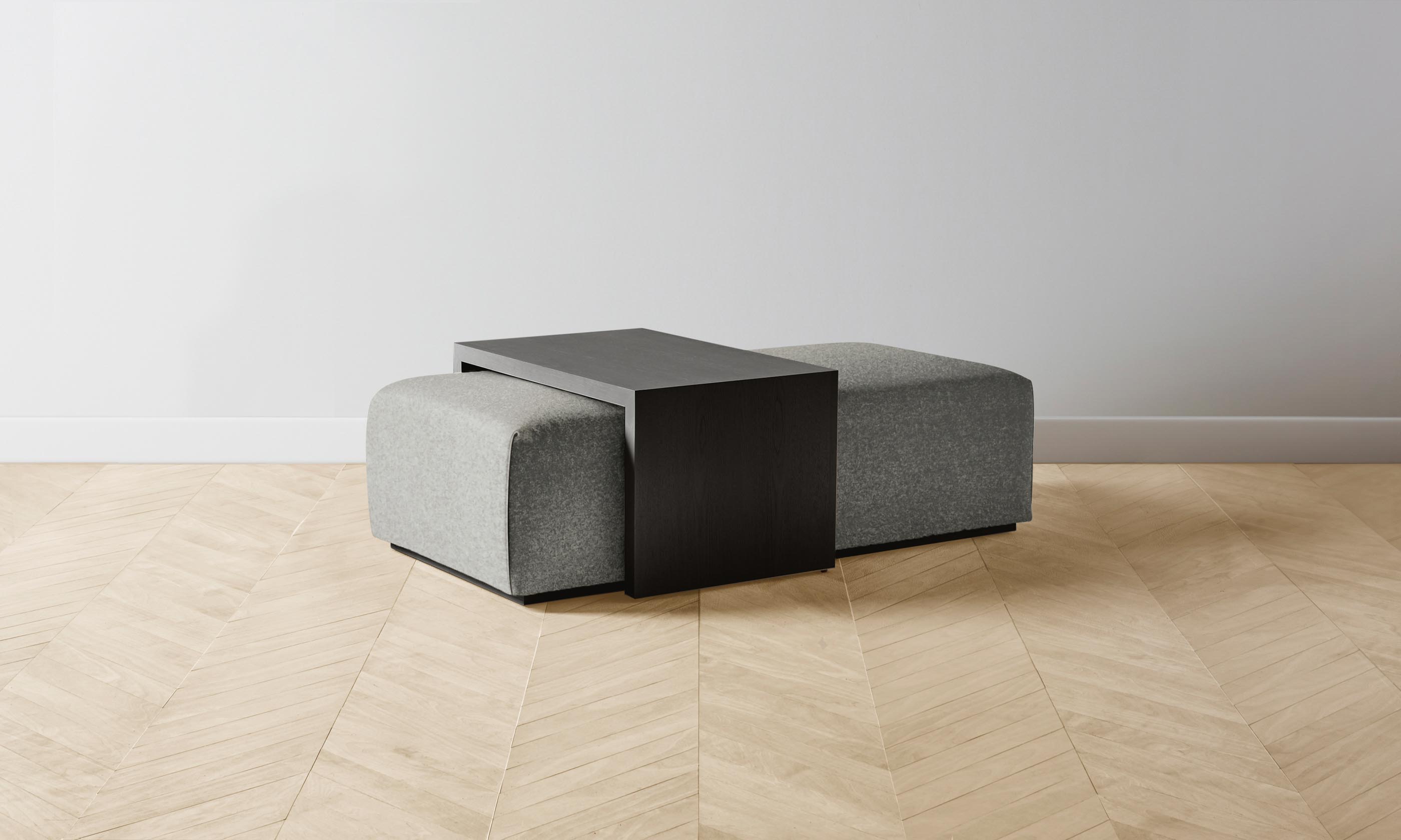 The Bowery Ottoman in Merino Granite - Modern Footrest & Storage Bench for Living Room, Bedroom, or Office