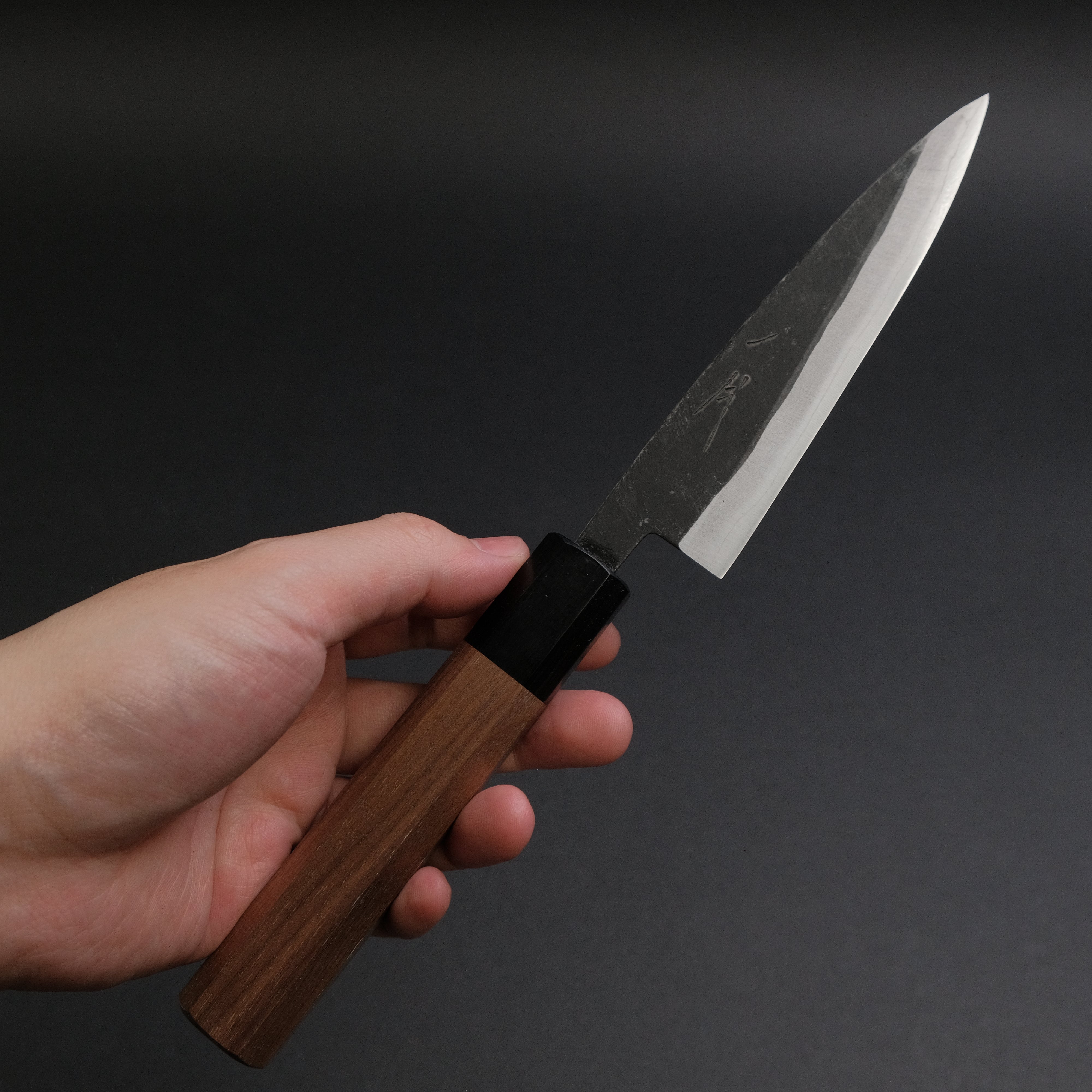 Hitohira Harima Blue Super Stainless Clad Petty Knife 120mm - Japanese Chef Knife with Walnut Handle for Precision Slicing, Peeling & Garnishing | Perfect for Home Cooks & Professional Chefs