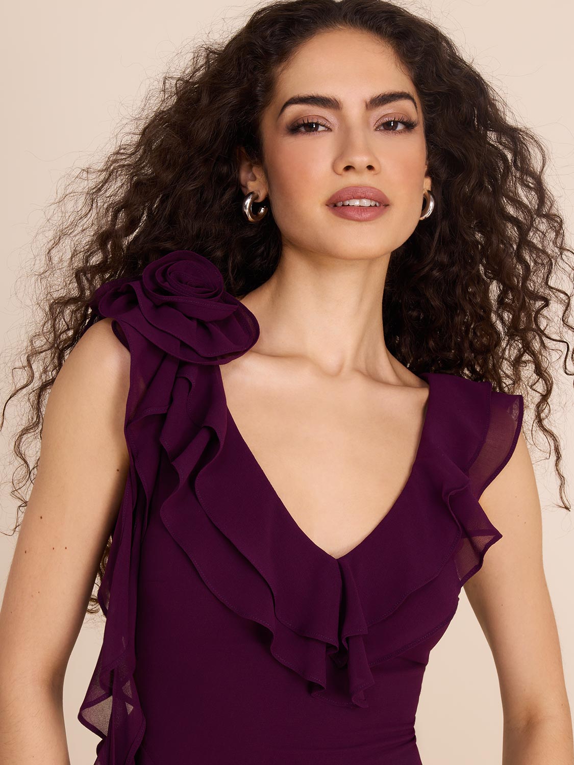 Elegant Chiffon Gown with Tiered Ruffles - Women's Flowy Summer Dress for Weddings, Parties & Special Occasions