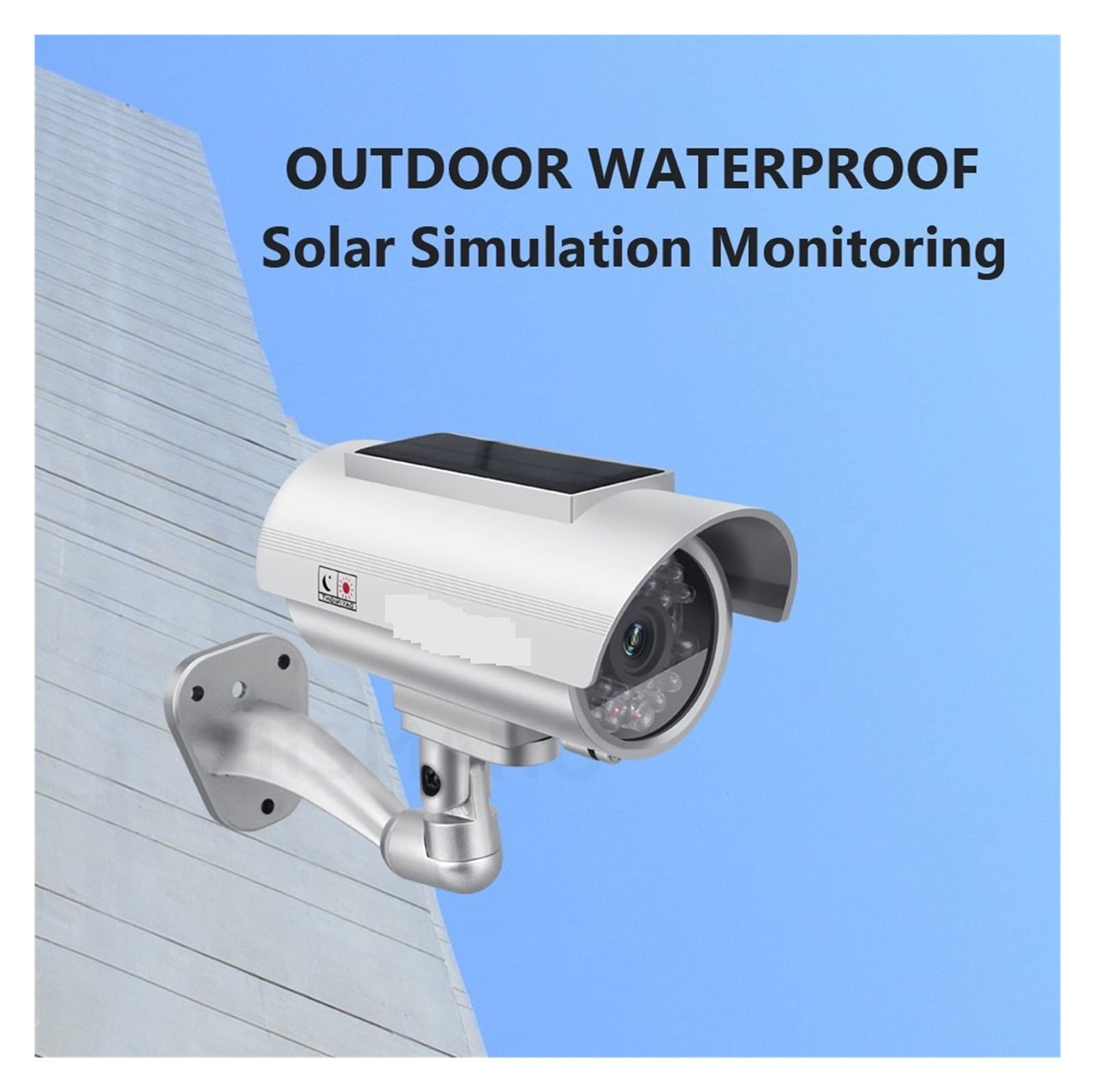 Solar Security Camera Outdoor - Fake CCTV Surveillance Dummy Camera with Flashing LED Light for Home Protection (Silver) | Ideal for Deterring Burglars & Enhancing Home Security