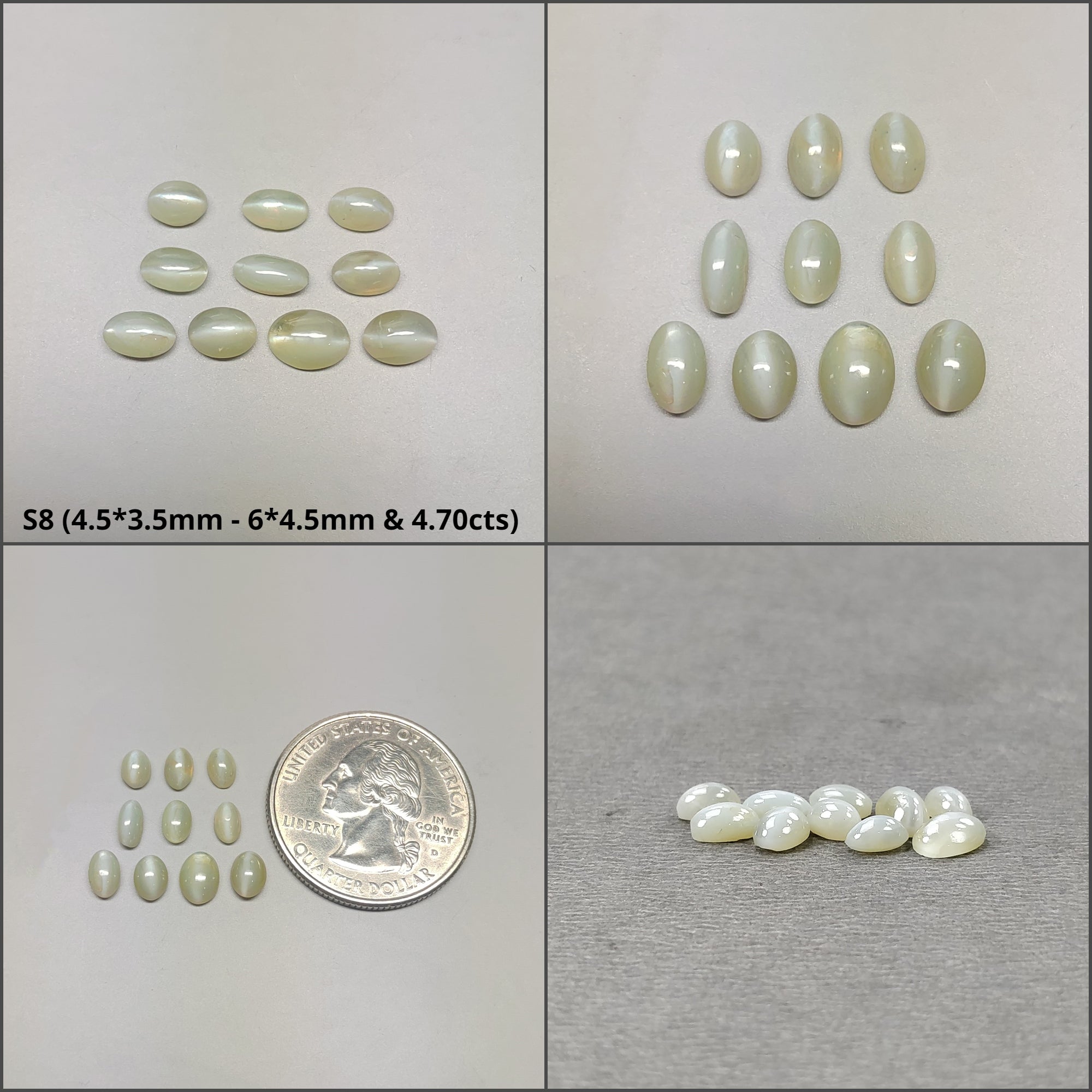Natural Untreated Chrysoberyl Cat's Eye Gemstone Cabochon - Round & Oval Shapes (2pcs, 3pcs, 6pcs, 10pcs) | Healing Crystal for Jewelry Making, Meditation & Energy Work