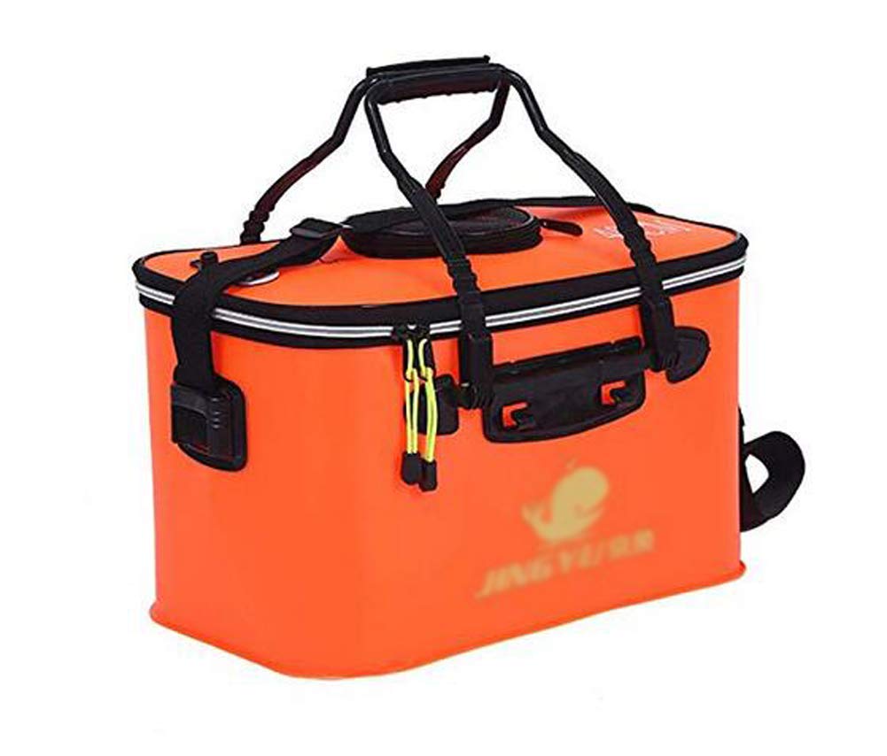Portable EVA Folding Fishing Barrel - Live Fish Tank, Fishing Box & Bucket for Anglers (Orange) | Ideal for Camping, Boating & Outdoor Fishing Adventures