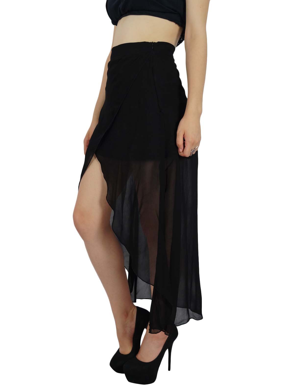 Bimba Women's High Waist Asymmetric Maxi Skirt - Sexy Solid Summer Skirt for Casual Wear | Perfect for Beach Vacations, Date Nights & Summer Outfits
