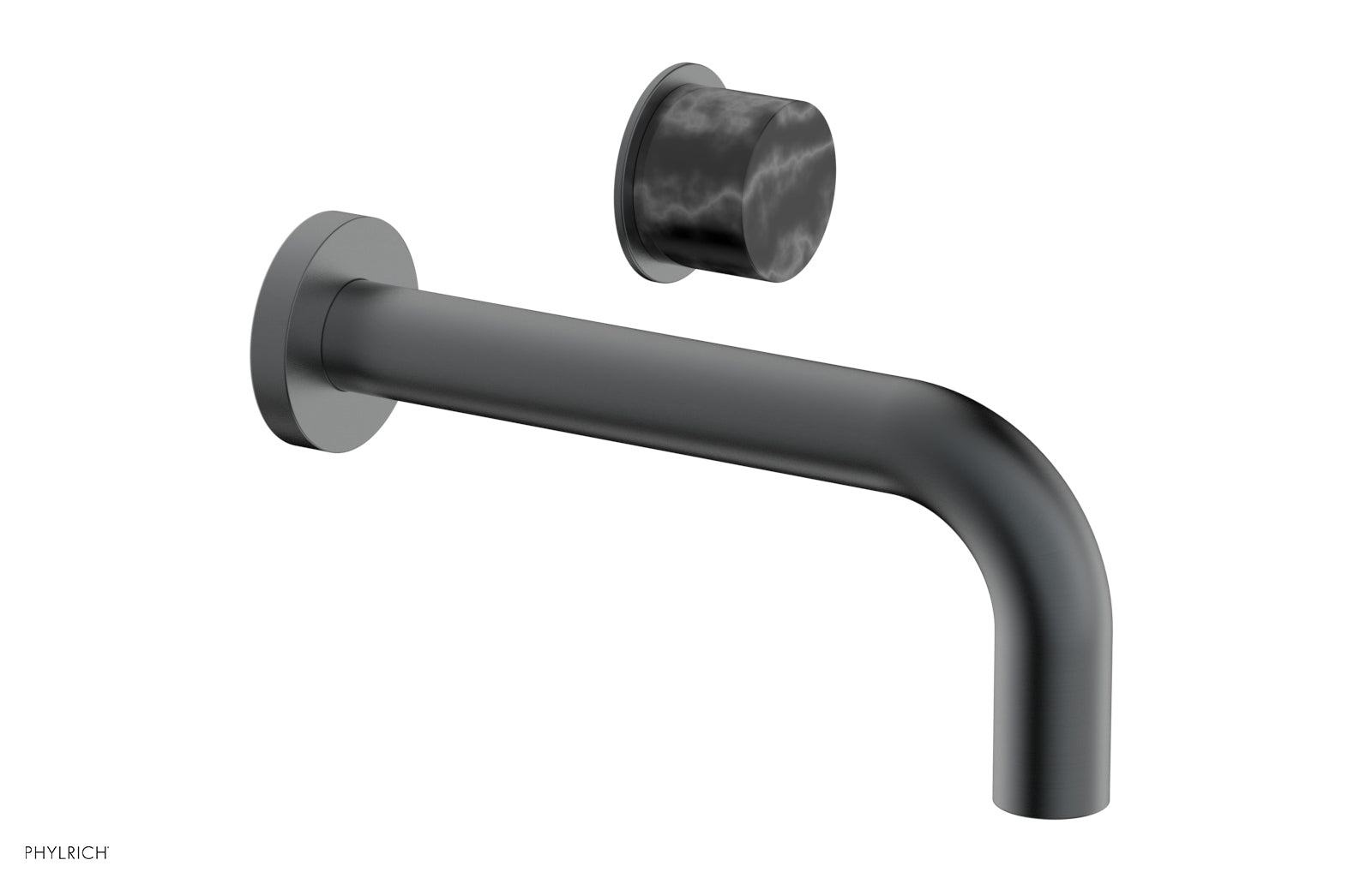 Premium Single Handle Wall Mount Lavatory Faucet - Black Marble Handle (Model 230-17) for Bathroom Sink & Powder Room Upgrade