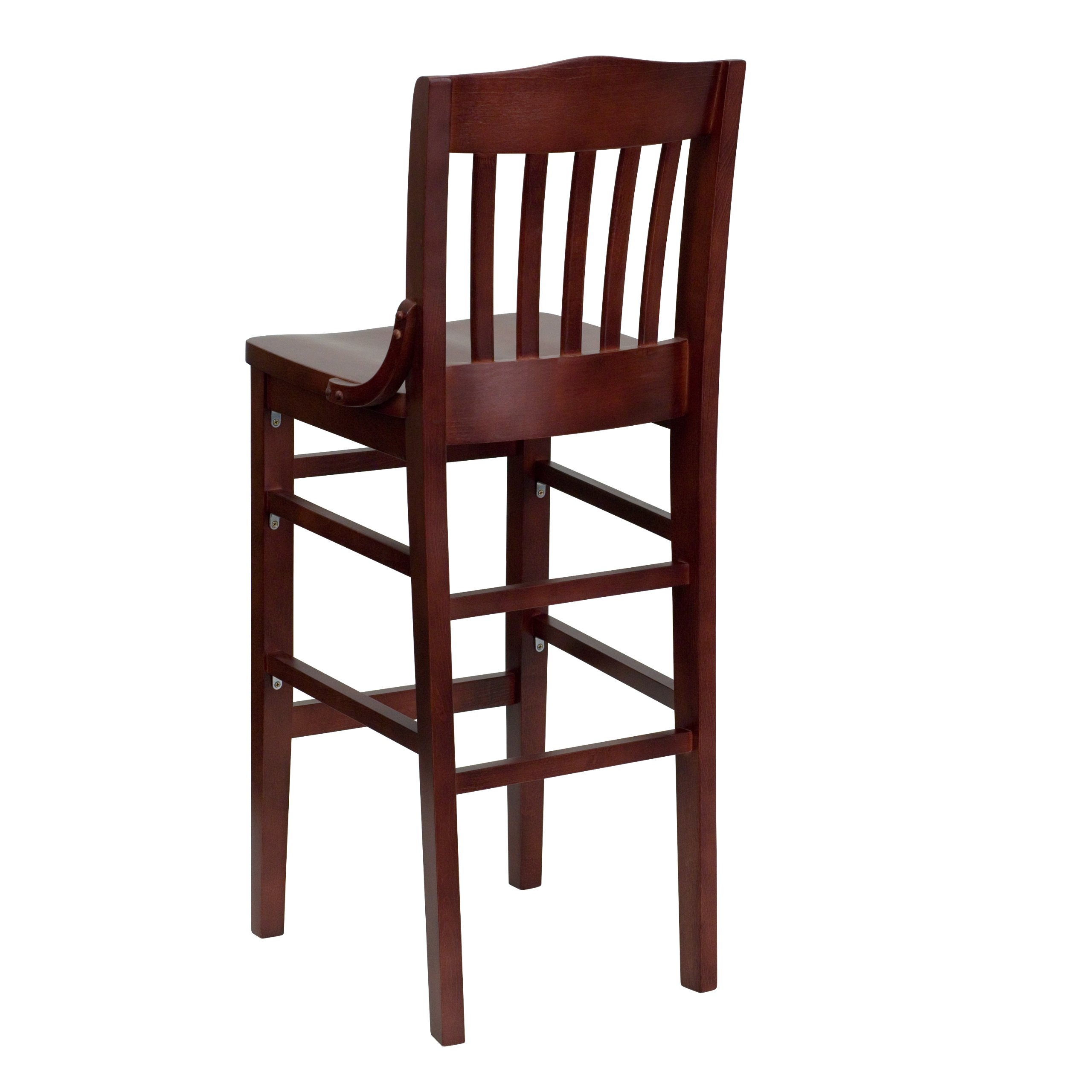 EMMA + OLIVER School House Barstool - Solid Mahogany Wood Counter Height Stool with Back Support - Perfect for Kitchen Islands, Breakfast Bars & Home Bars