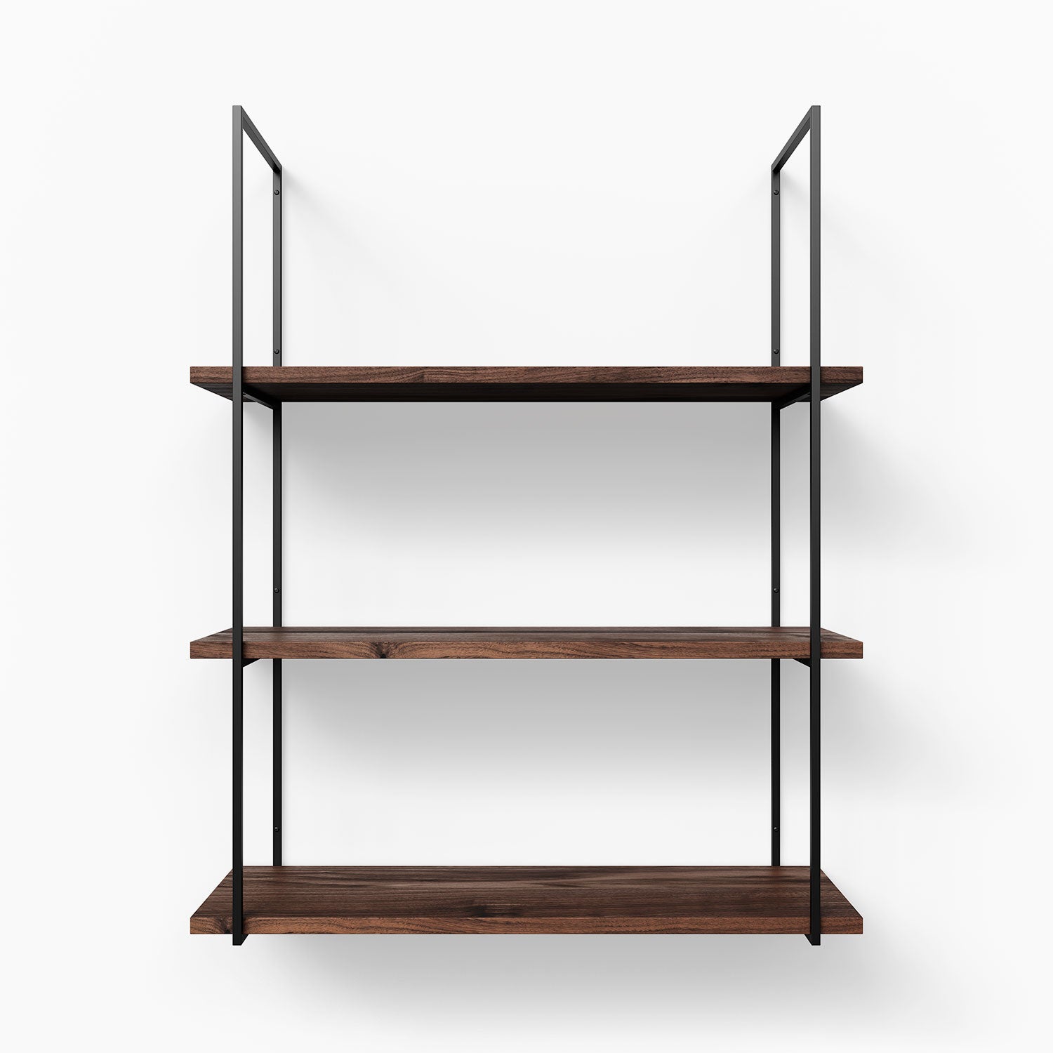 Lloyd Walnut 3 Tier Wooden Shelf - Rustic Floating Wall Shelves for Living Room, Bedroom & Bathroom Storage - Perfect for Home Decor, Books & Plants