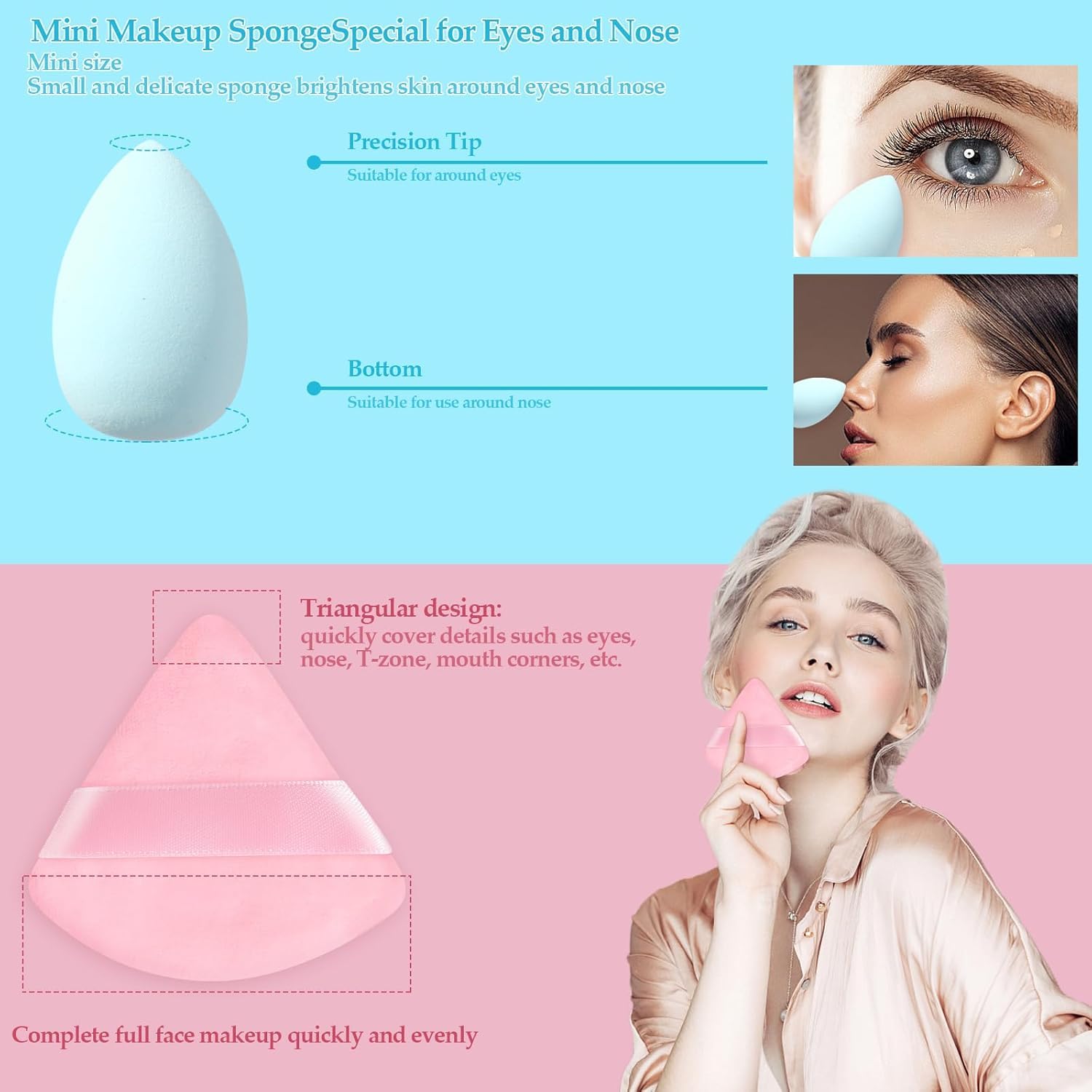 Premium 11-Piece Makeup Sponge Set - Jibaro Beauty Blender with Egg Case, Soft Latex-Free Sponges for Liquid Foundation, Cream & Powder (4 Large + 3 Mini + 4 Triangle) - Perfect for Professional Makeup, Travel & Everyday Beauty Routine
