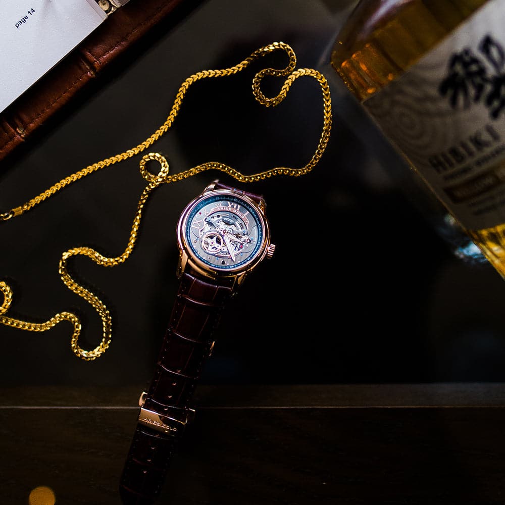 Aries Gold Automatic Infinum El Toro Brown Leather Strap Unisex Watch G 9005 RG BK - Stylish & Durable Timepiece for Men & Women, Perfect for Business, Casual & Formal Occasions